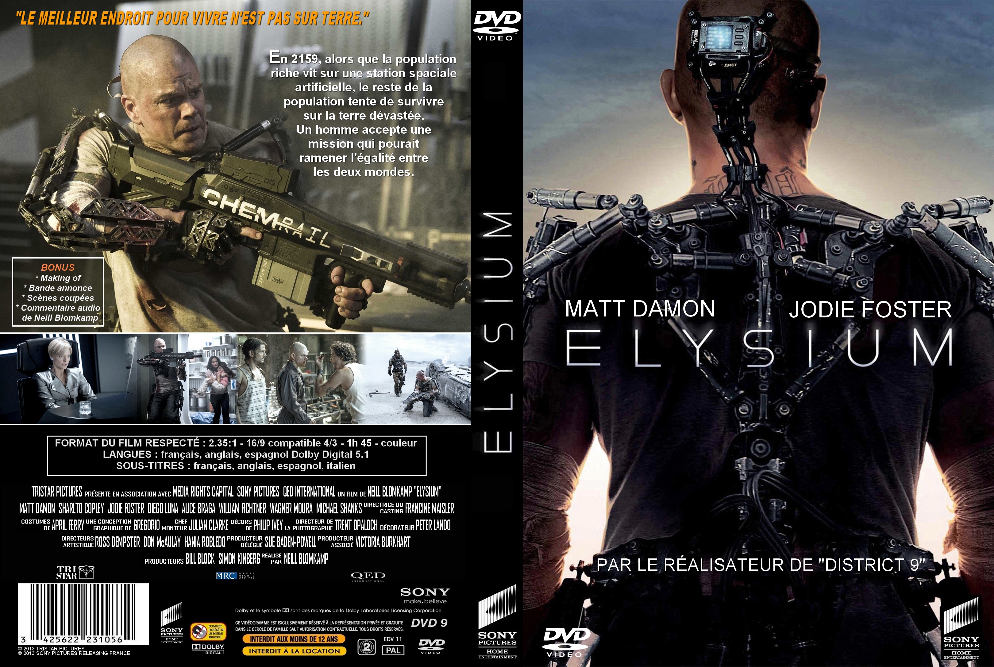 Jaquette DVD Elysium (2013) custom v2