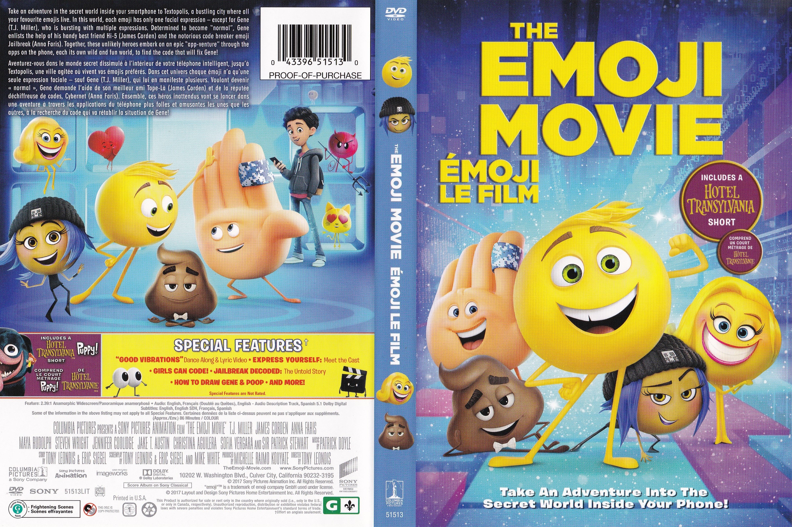 Jaquette DVD Emoji le film (canadienne)