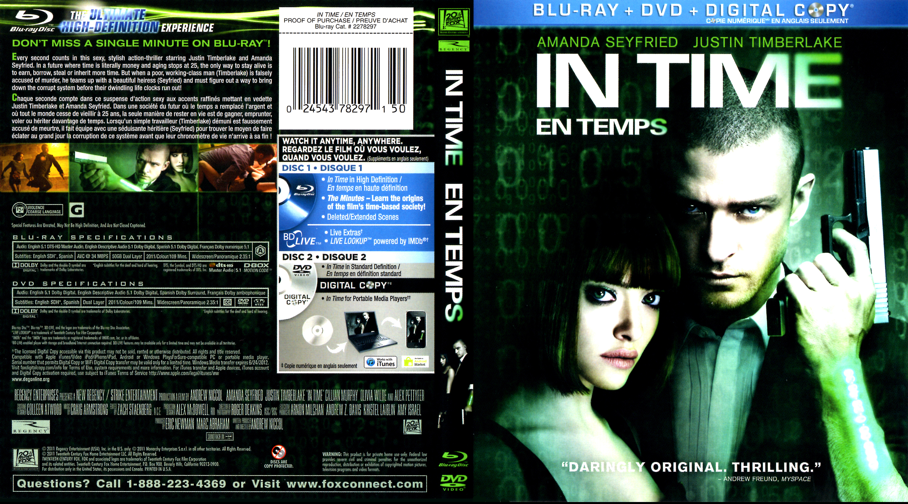 Jaquette DVD En temps - In time (Canadienne) (BLU-RAY)