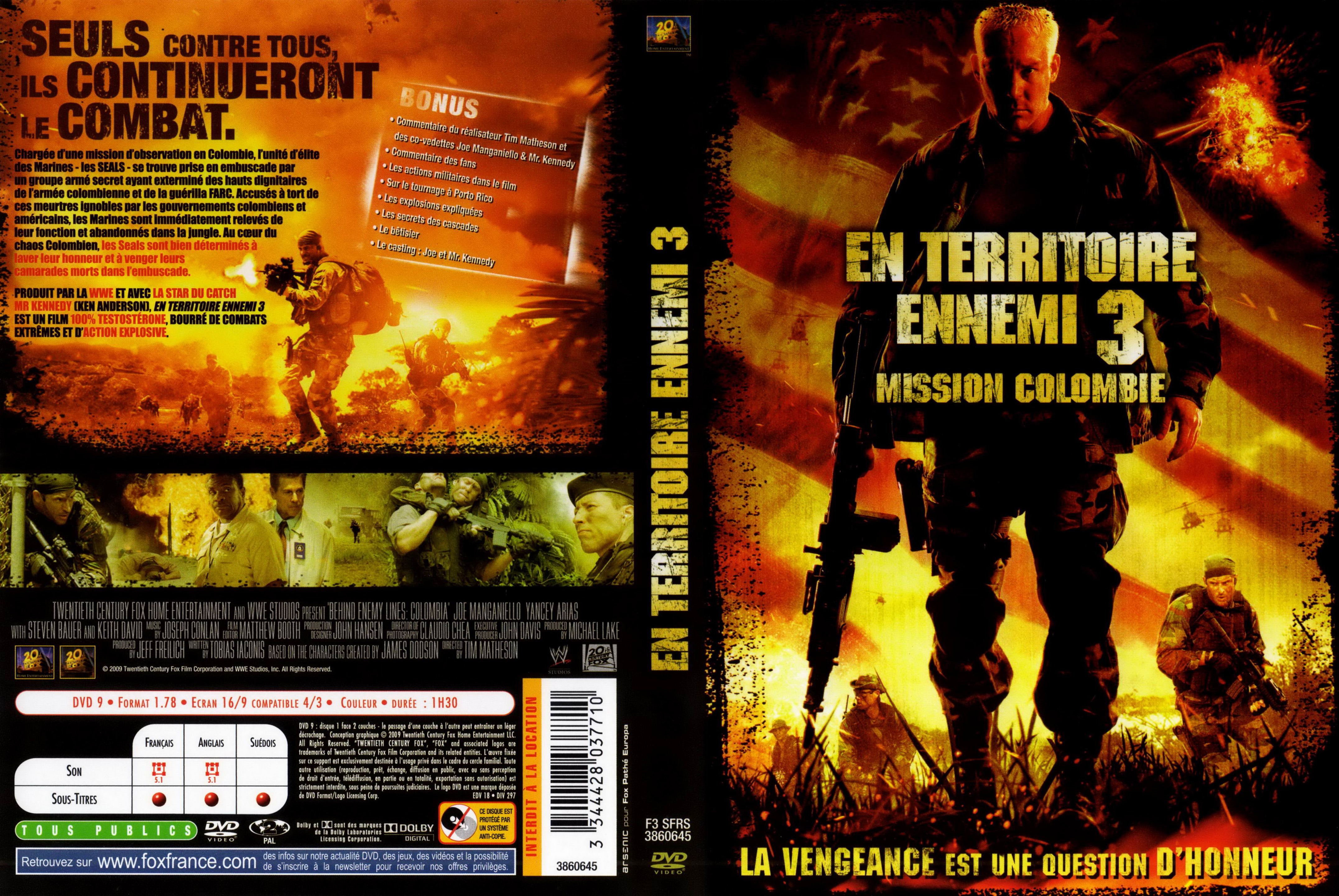 Jaquette DVD En territoire ennemi 3 Mission Colombie