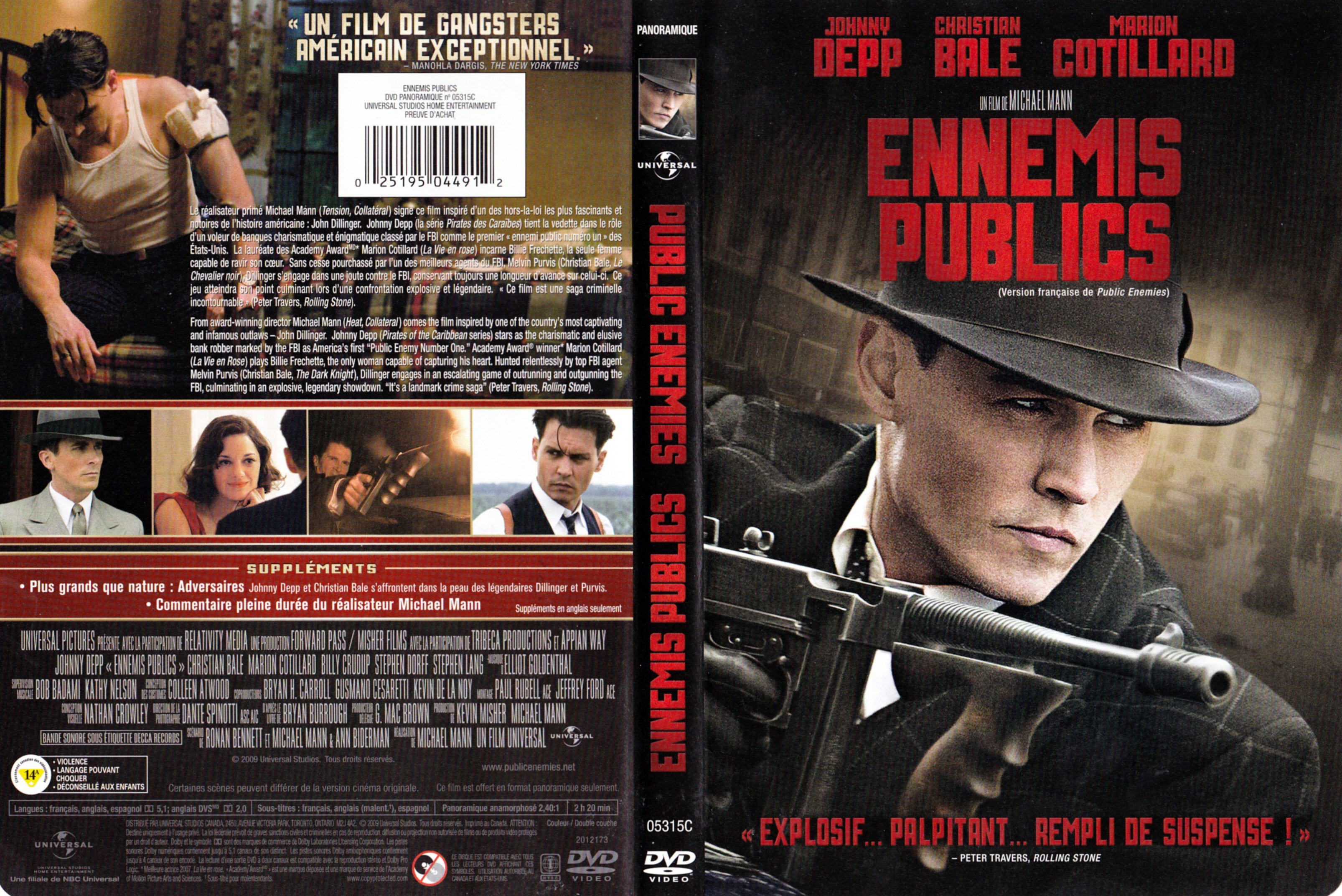 Jaquette DVD Ennemis publics - Public Enemies (Canadienne)