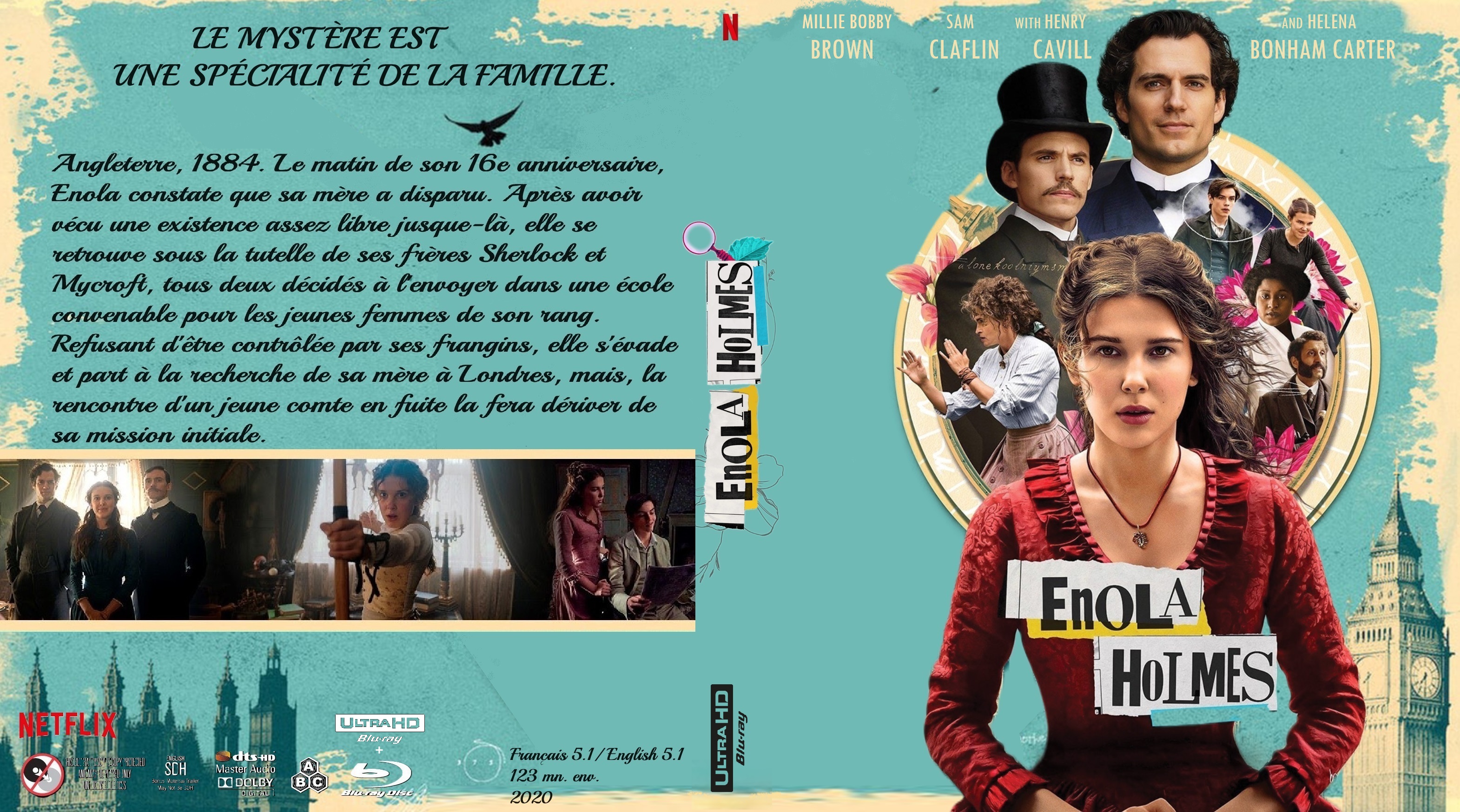 Jaquette DVD Enola Holmes 4K custom (BLU-RAY)
