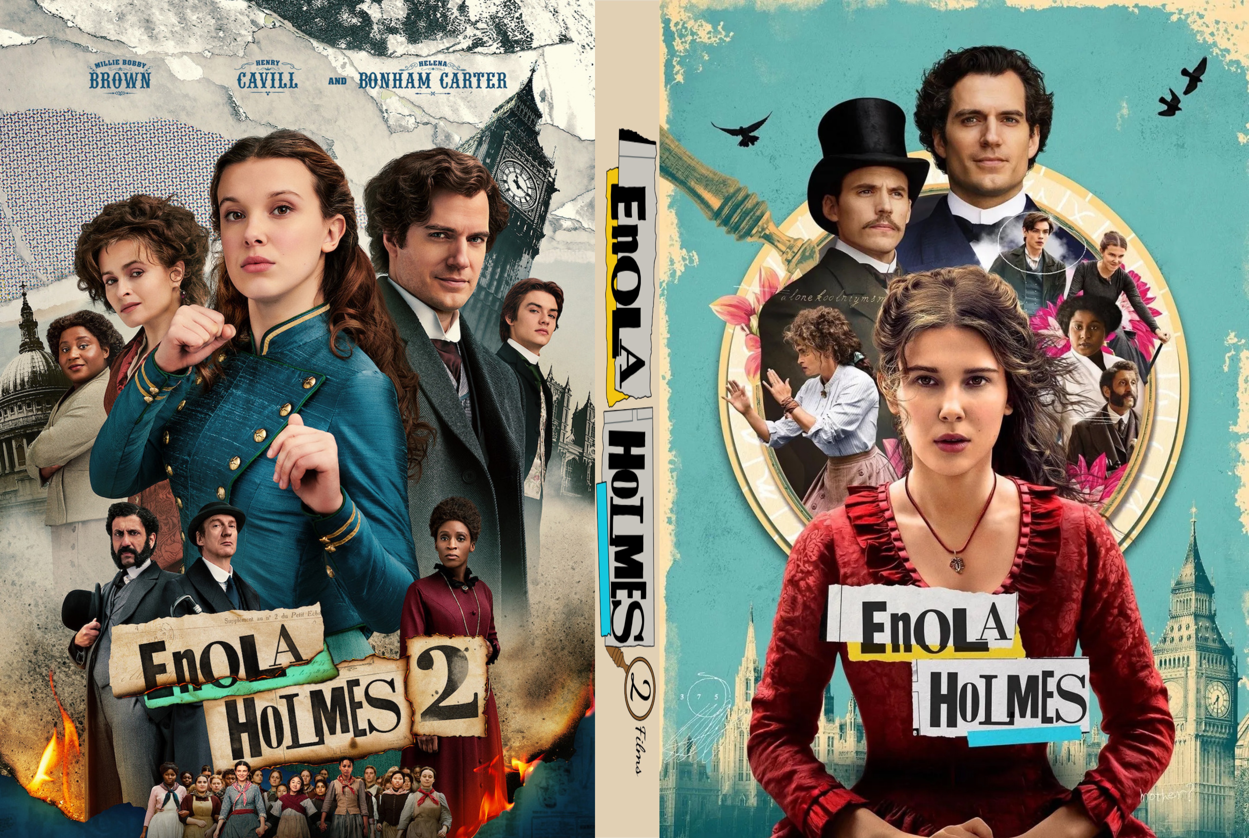 Jaquette DVD Enola Holmes les 2 films custom