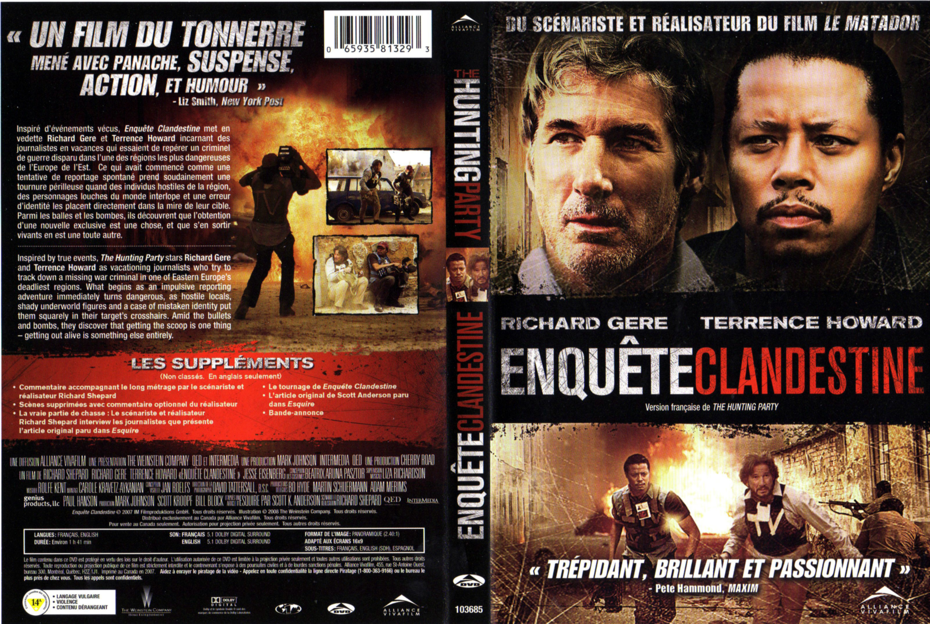 Jaquette DVD Enqute clandestine