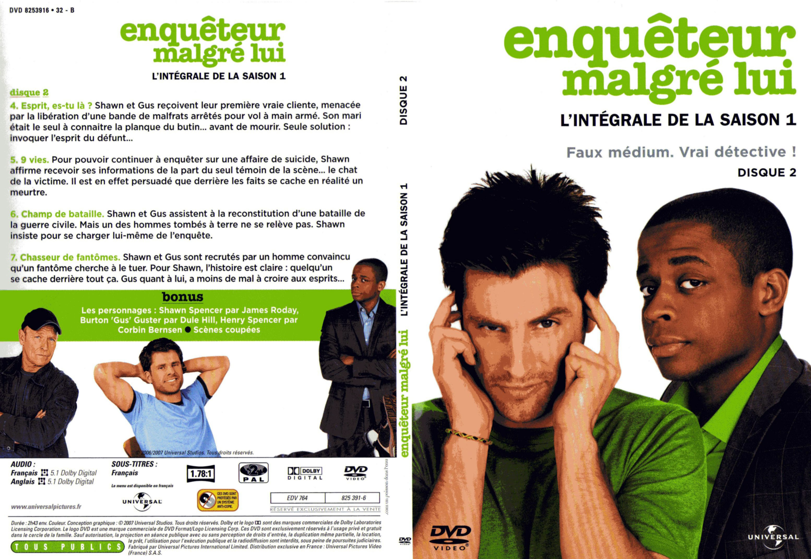 Jaquette DVD Enqueteur malgr lui Saison 1 DVD 2