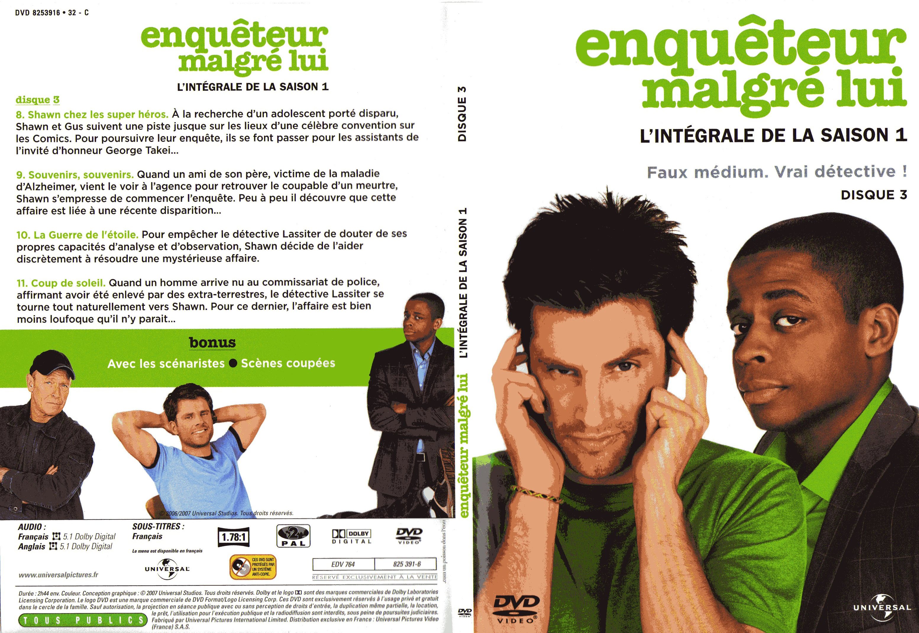 Jaquette DVD Enqueteur malgr lui Saison 1 DVD 3