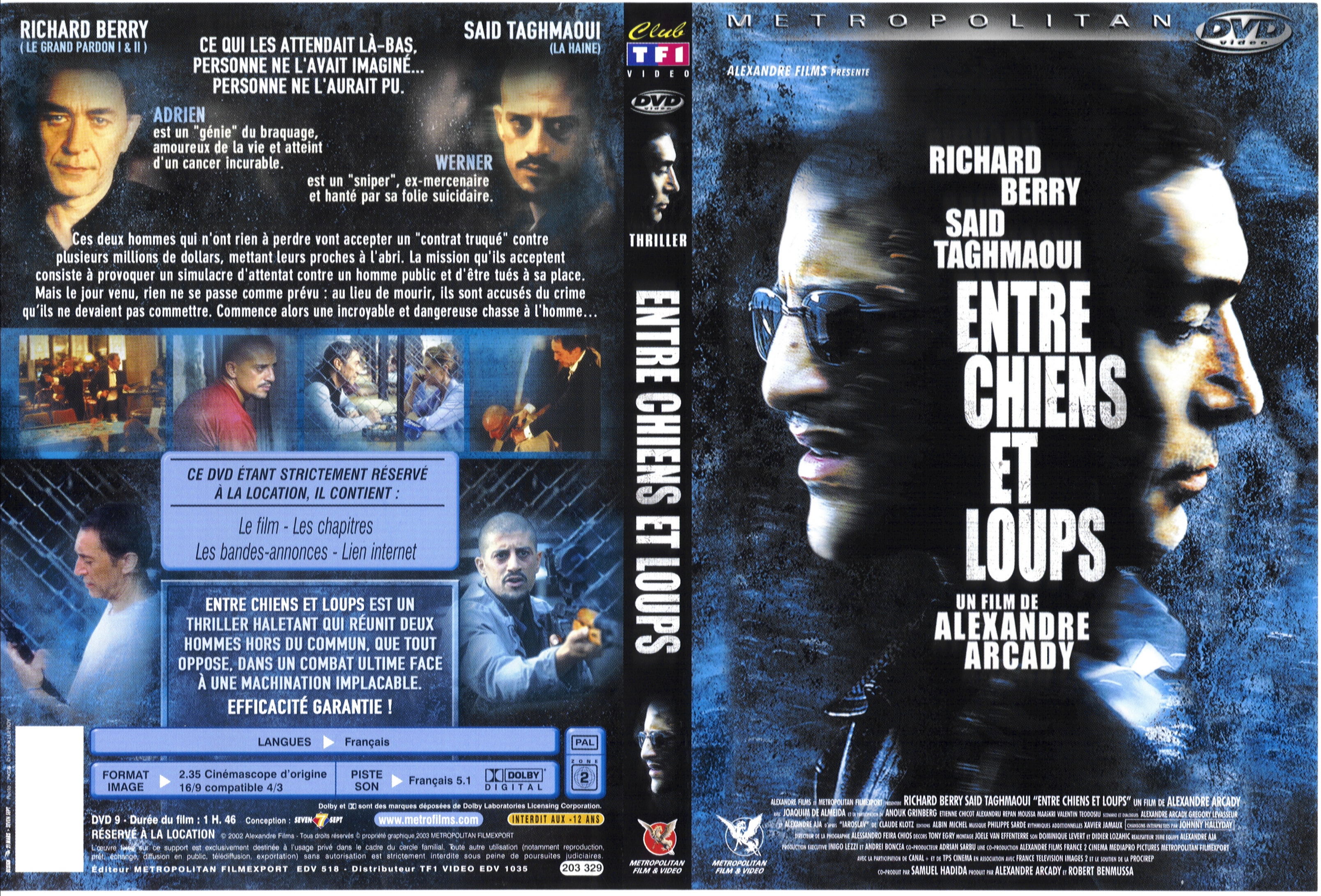 Jaquette DVD Entre chiens et loups