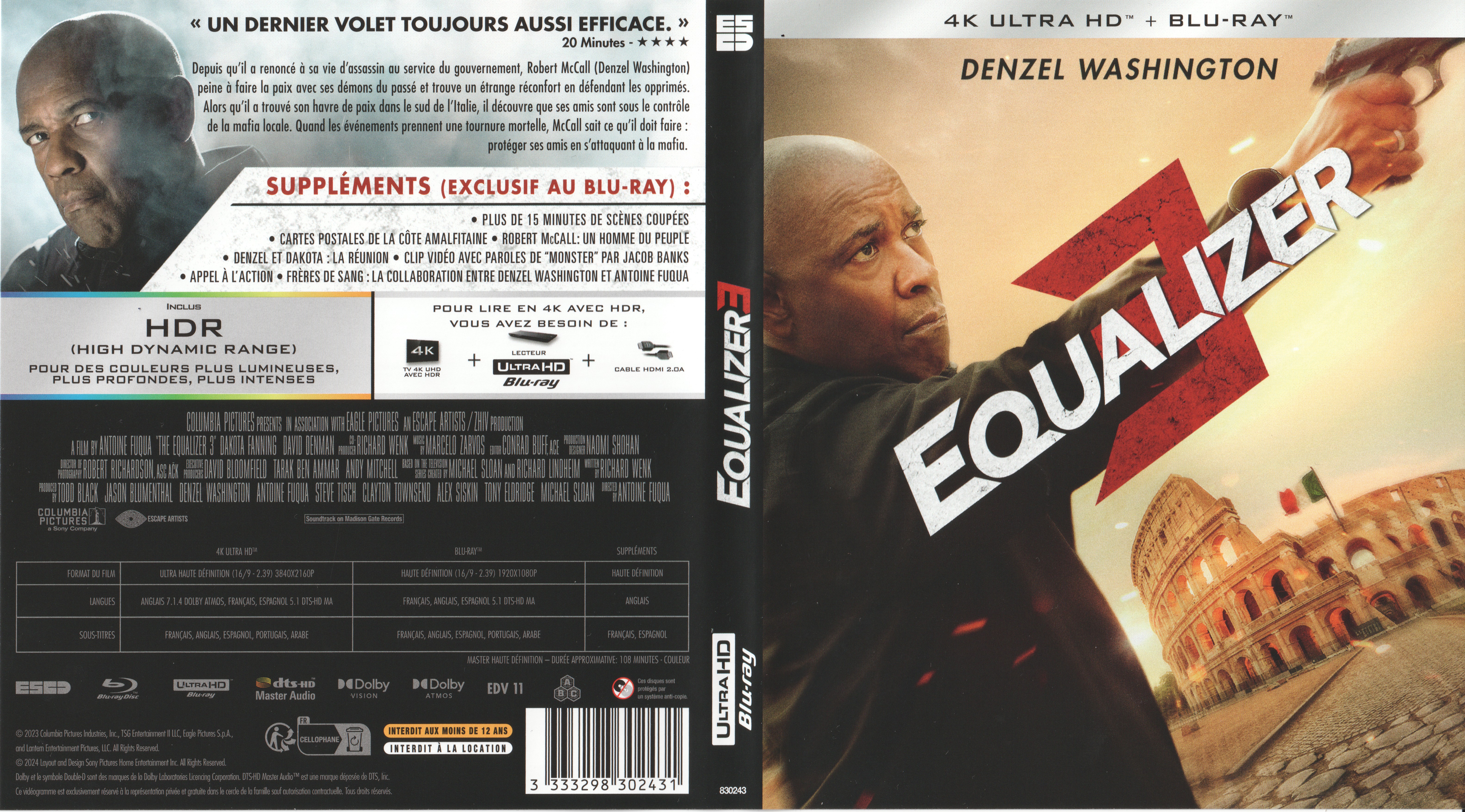 Jaquette DVD Equalizer 3 4K (BLU-RAY)
