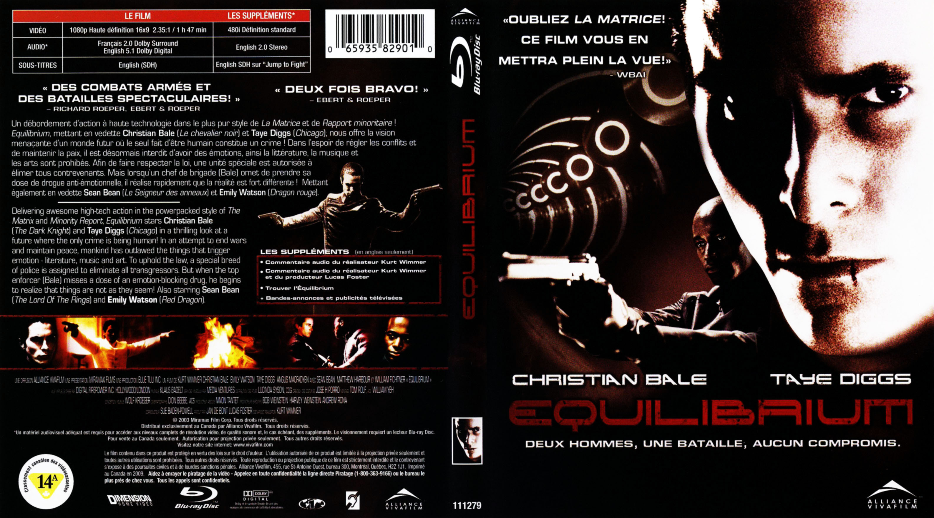 Jaquette DVD Equilibrium (Canadienne) (BLU-RAY)