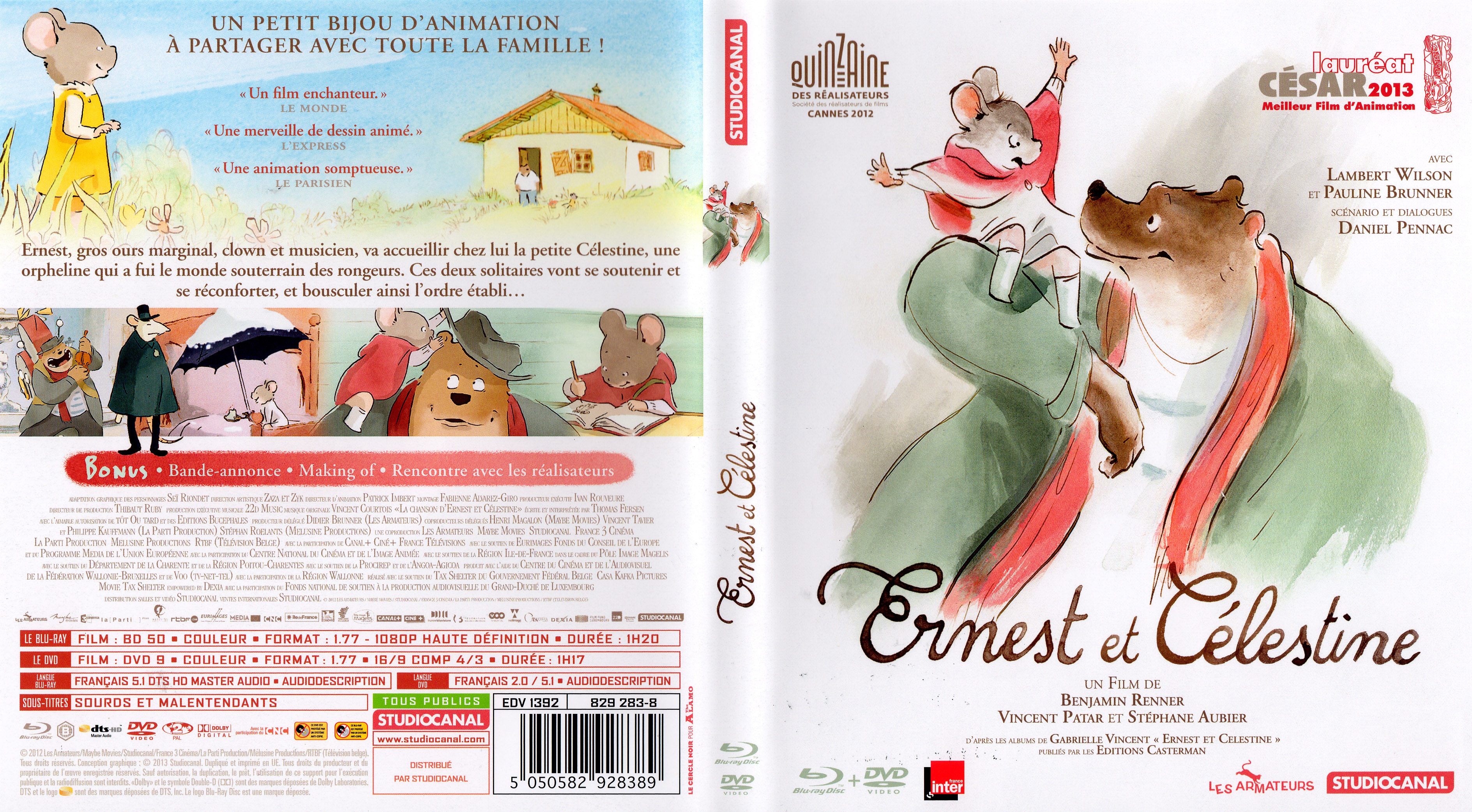 Jaquette DVD Ernest et Clestine (BLU-RAY)