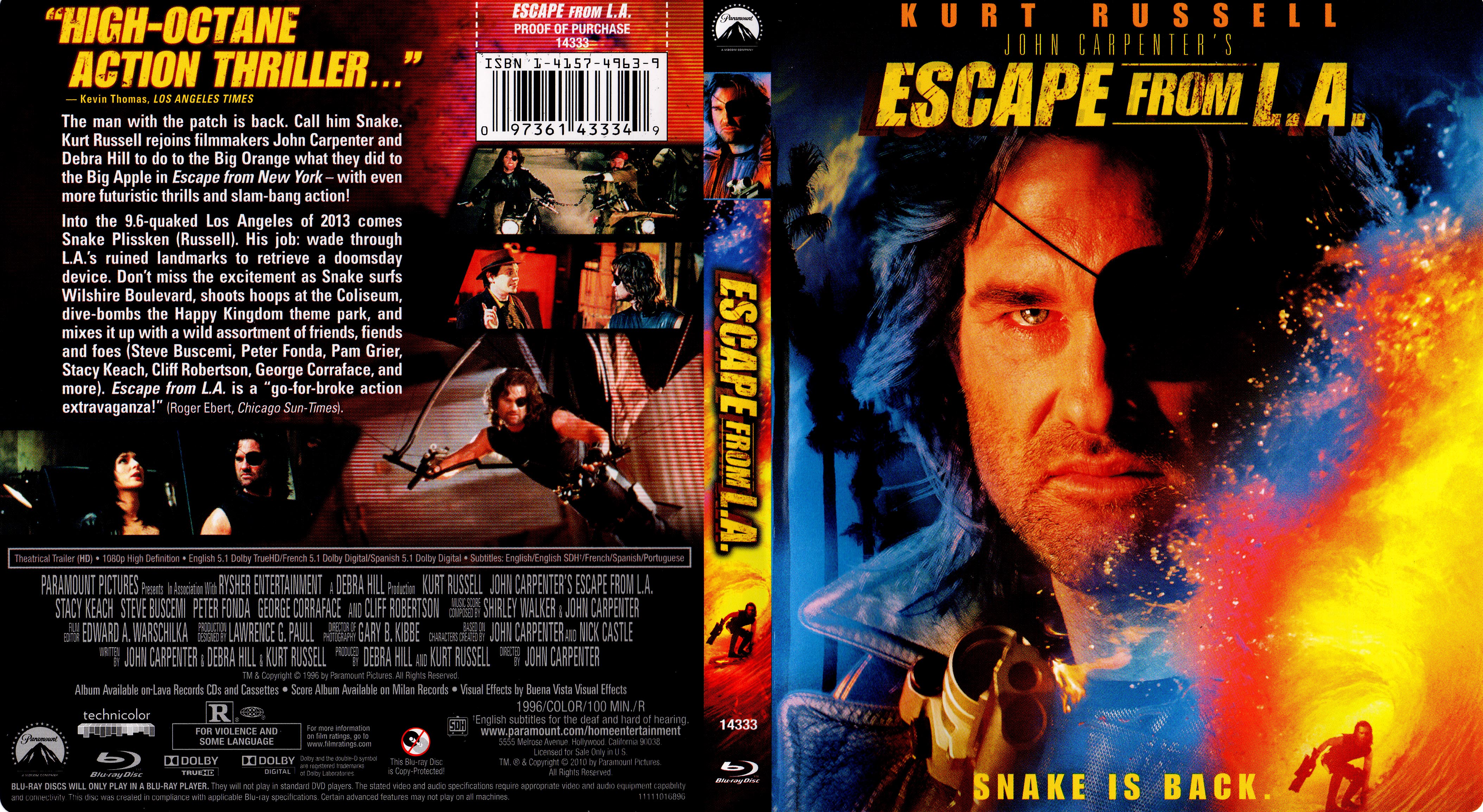 Jaquette DVD Escape from LA - Los Angeles 2013 Zone 1 (BLU-RAY)