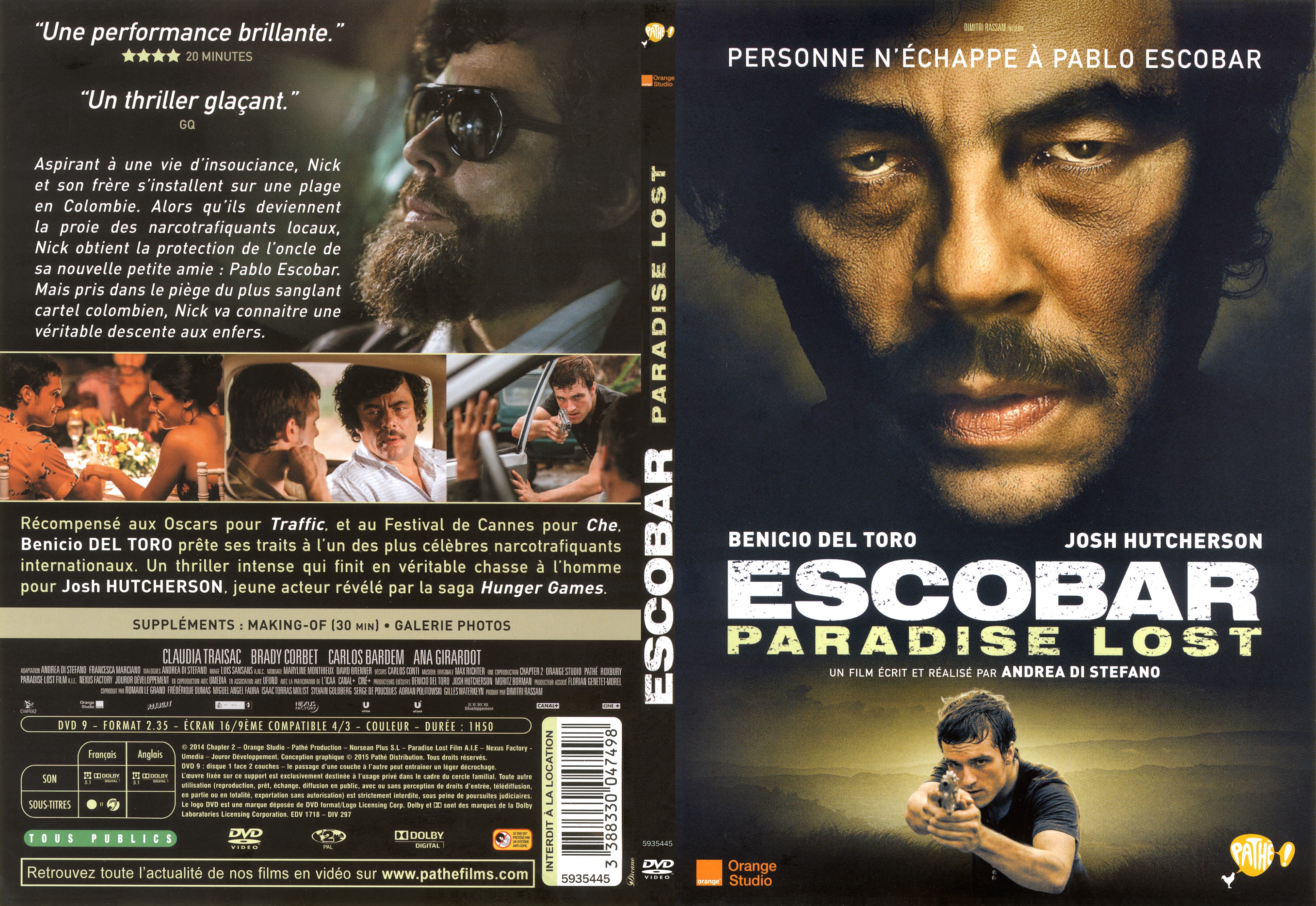 Jaquette DVD Escobar Paradise Lost - SLIM