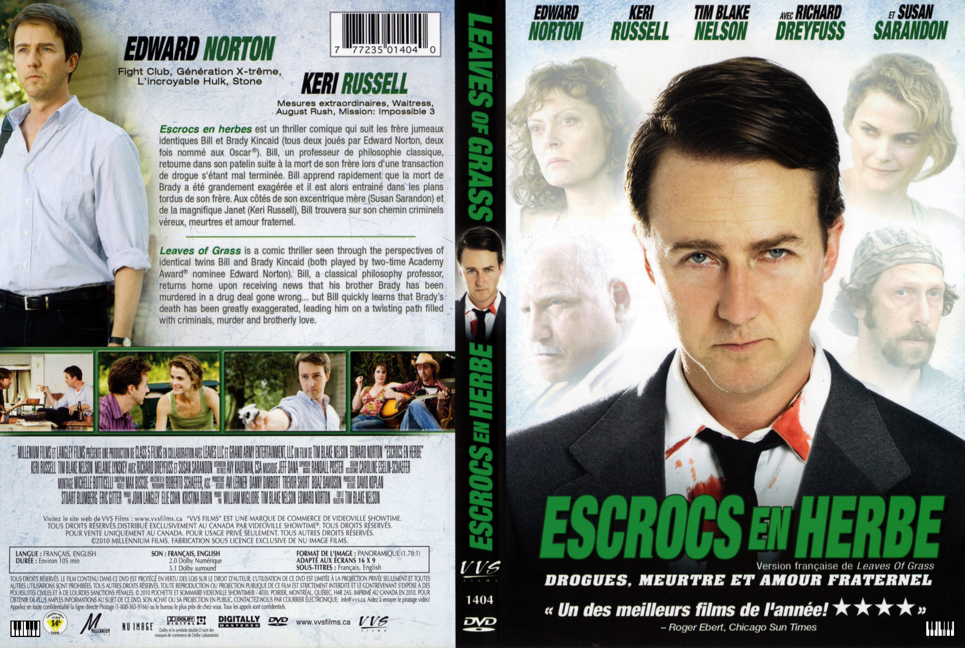 Jaquette DVD Escrocs en herbe - Leaves of grass (Canadienne)