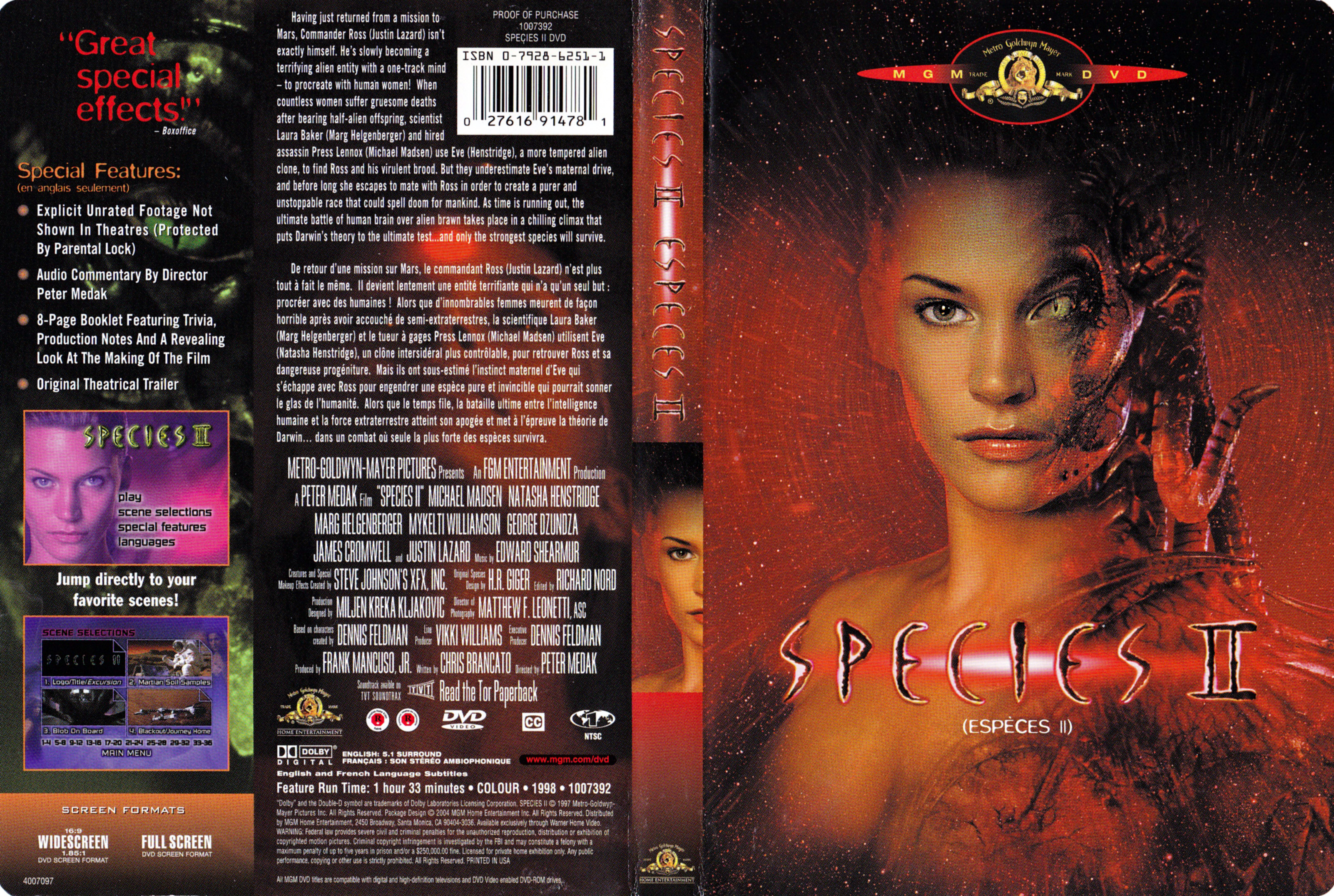 Jaquette DVD Espces 2 - Species 2 (Canadienne)