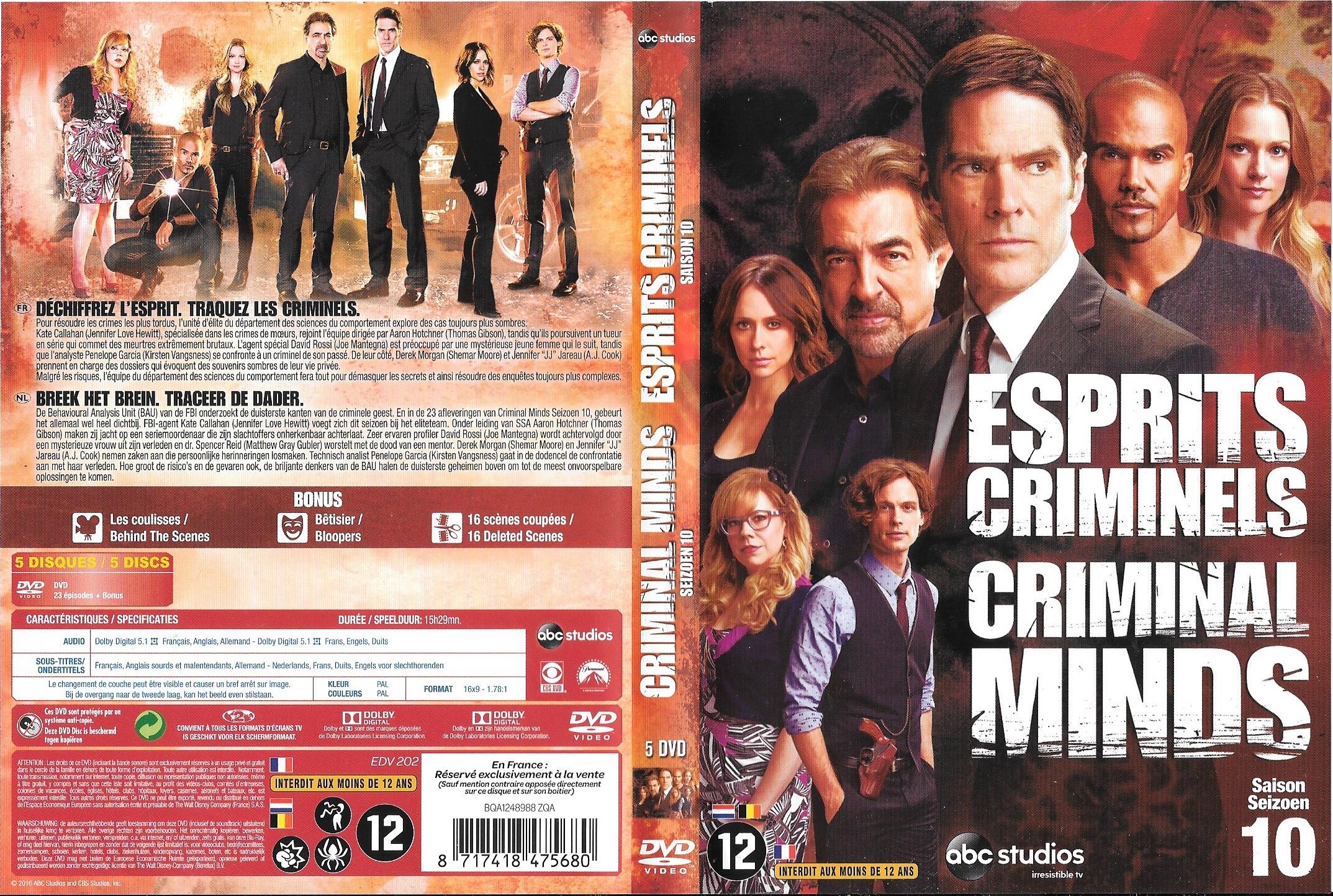 Jaquette DVD Esprits Criminels Saison 10