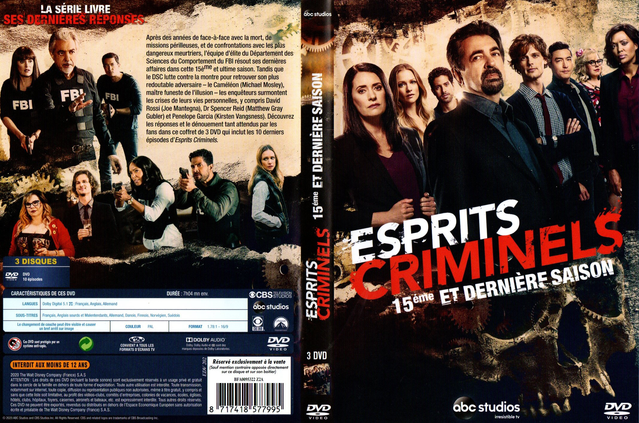 Jaquette DVD Esprits Criminels Saison 15