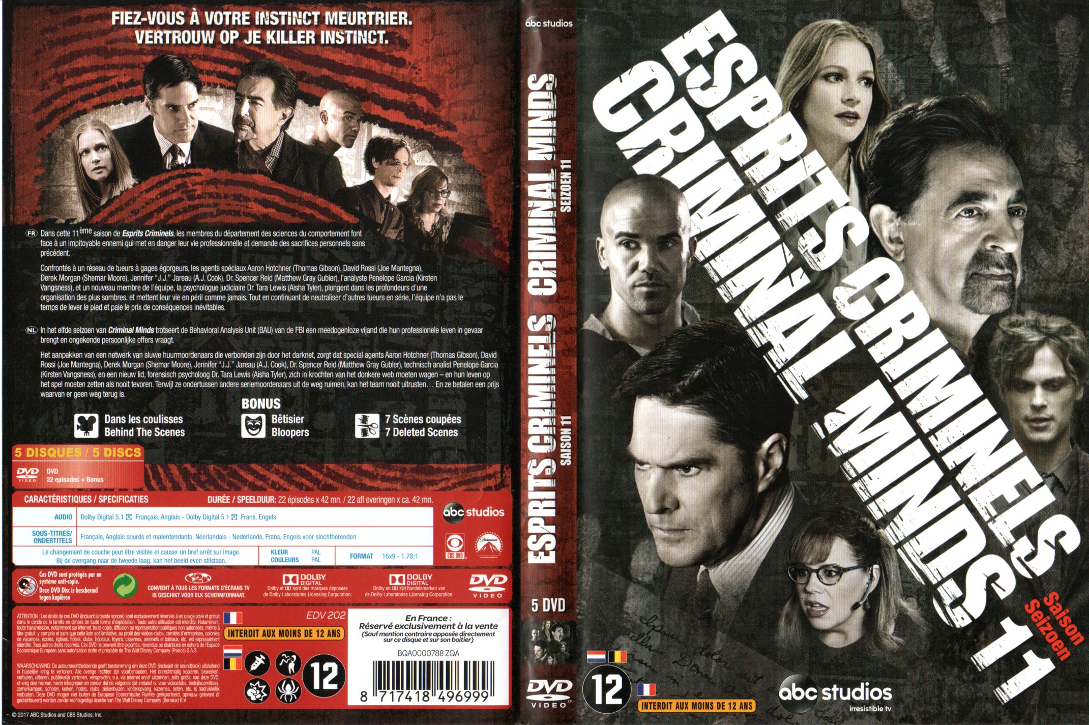 Jaquette DVD Esprits Criminels saison 11