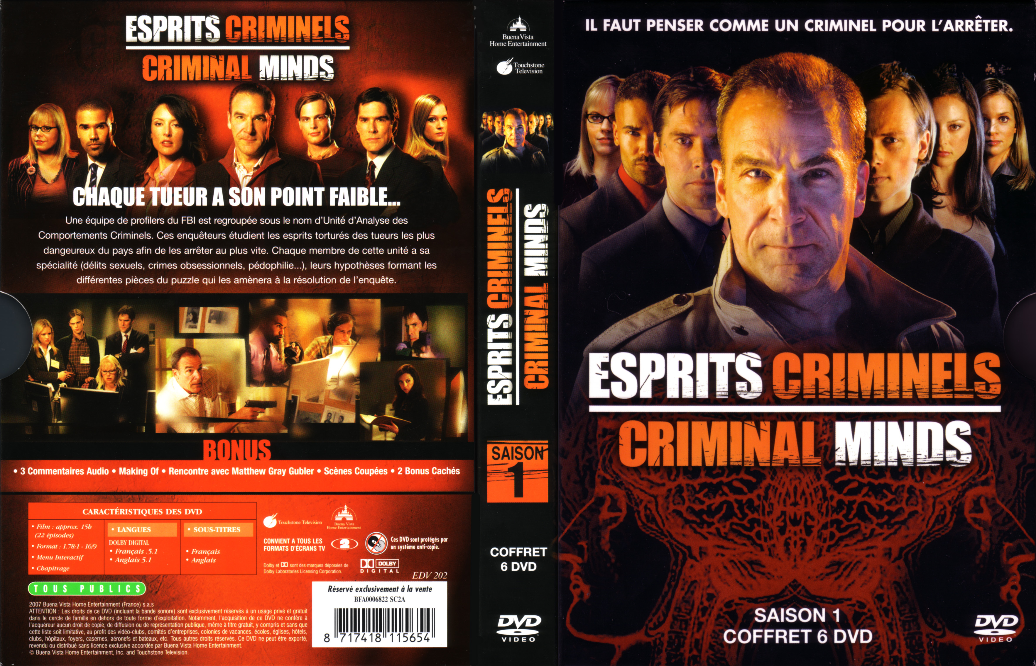 Jaquette DVD Esprits criminels Saison 1 COFFRET