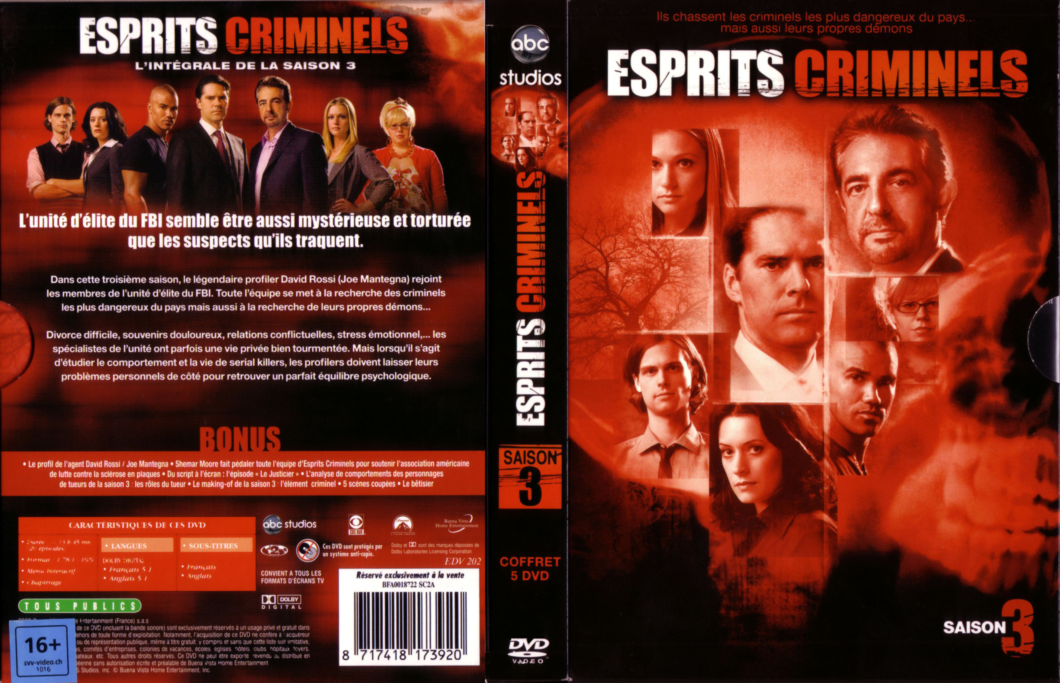 Jaquette DVD Esprits criminels Saison 3