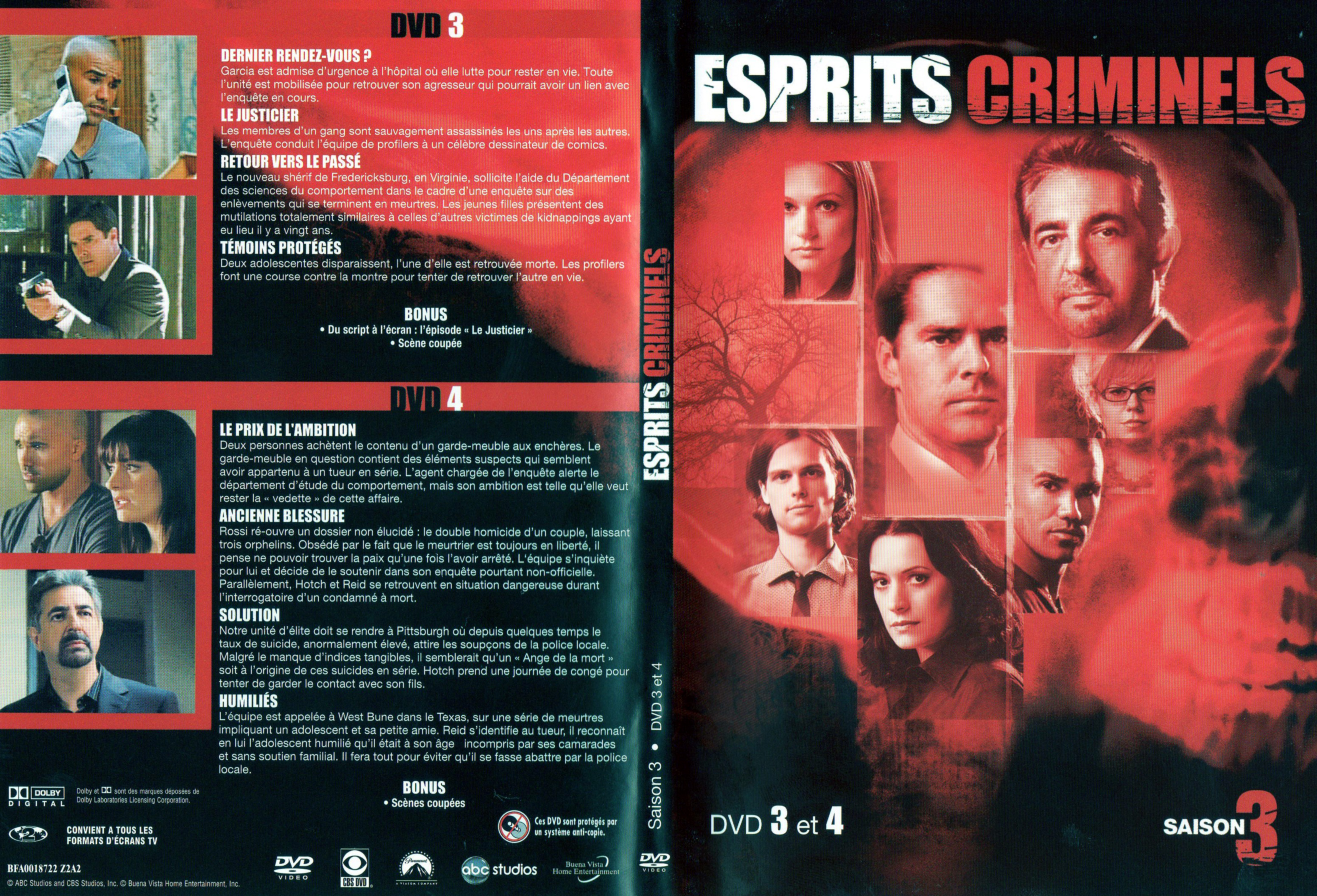 Jaquette DVD Esprits criminels Saison 3 DVD 2