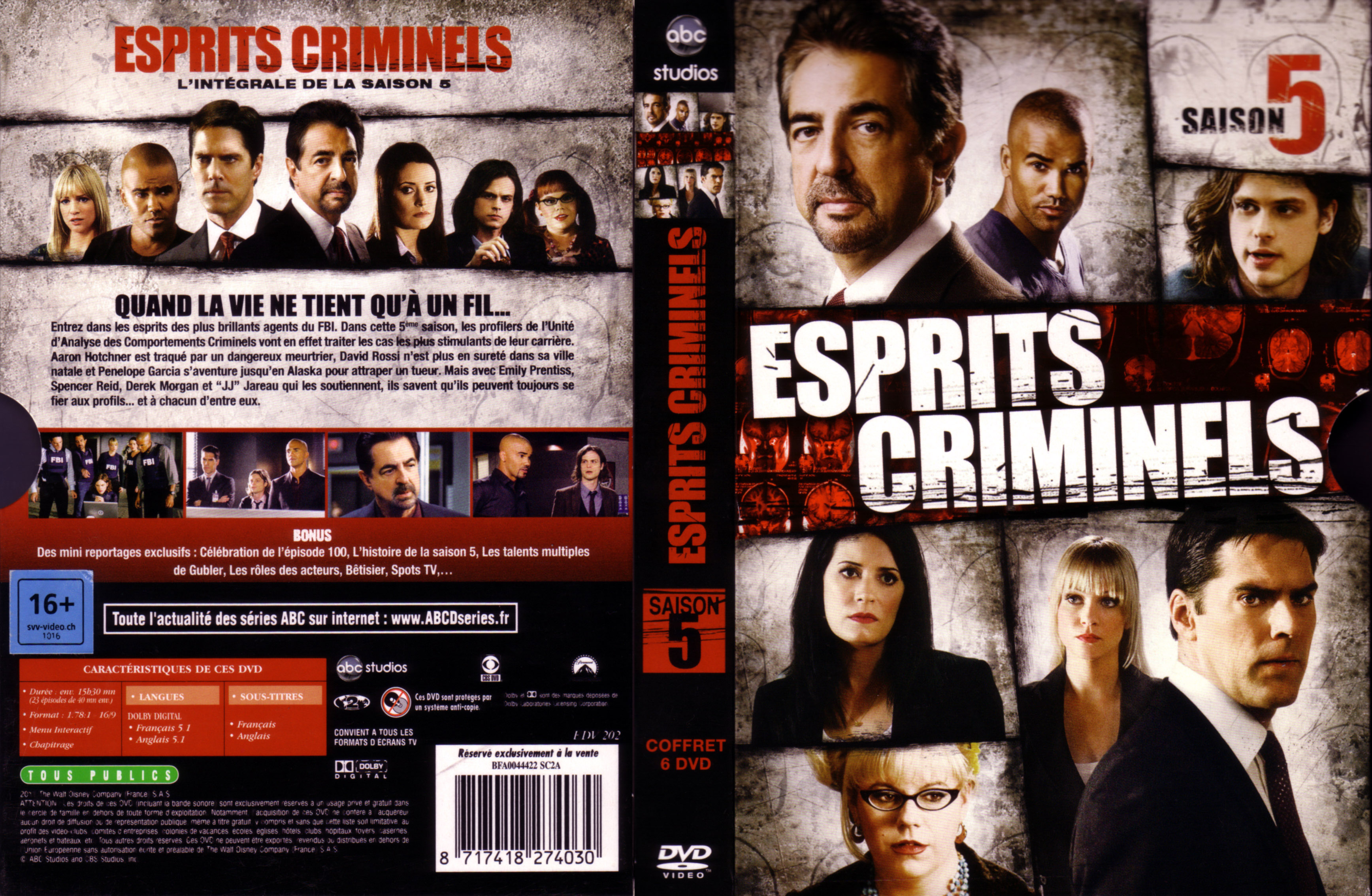 Jaquette DVD Esprits criminels Saison 5 COFFRET