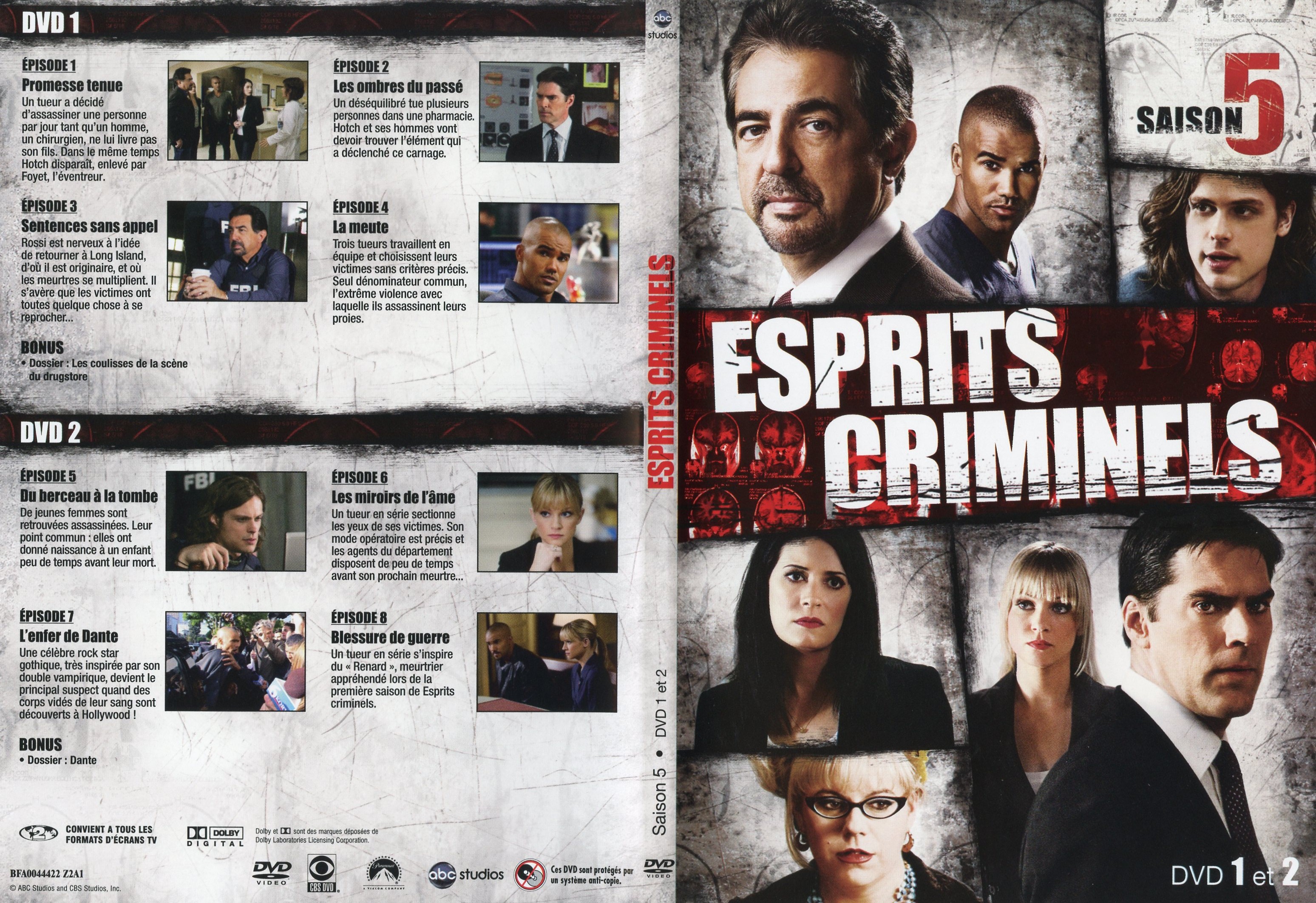 Jaquette DVD Esprits criminels Saison 5 DVD 1