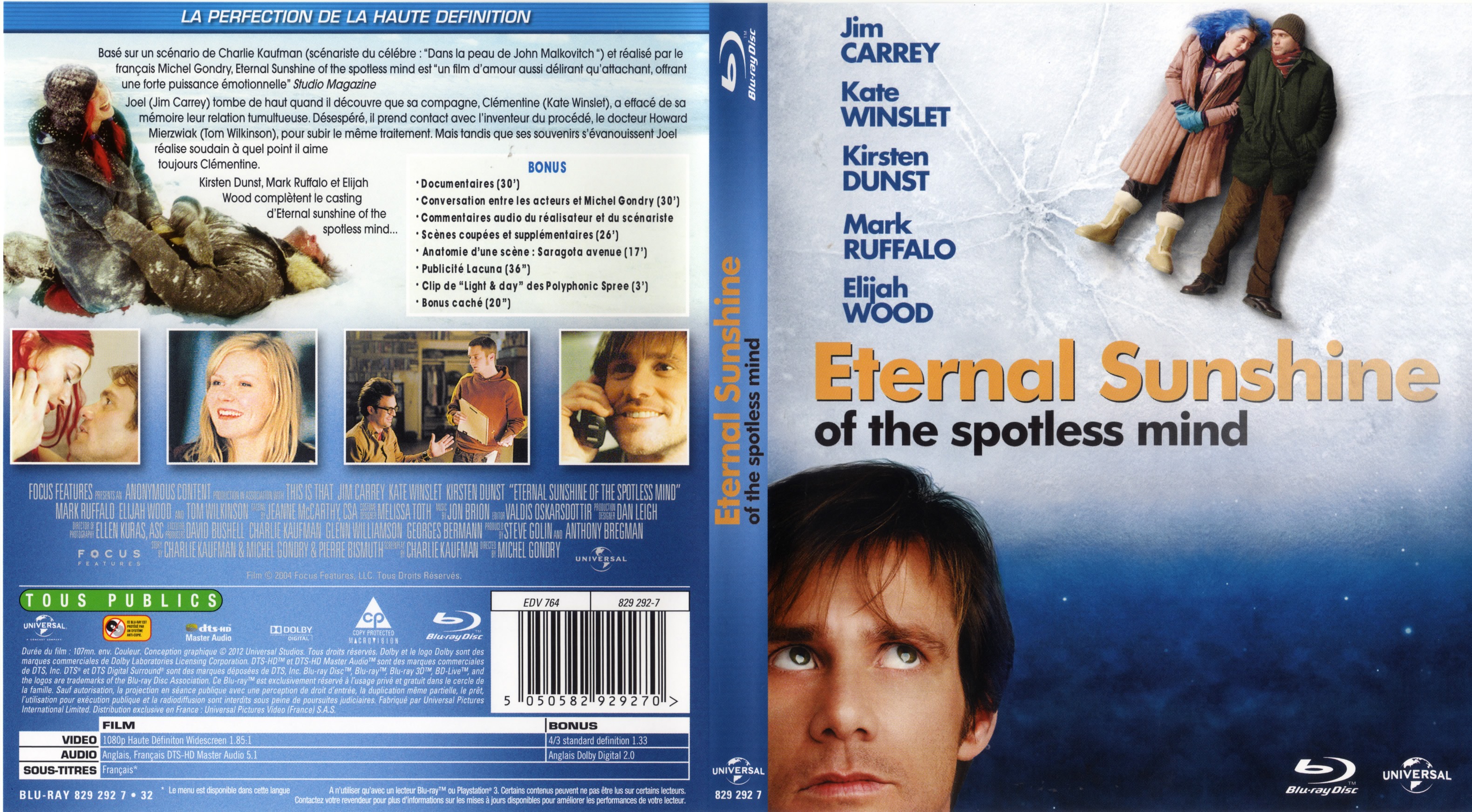Jaquette DVD Eternal Sunshine of the Spotless Mind (BLU-RAY)
