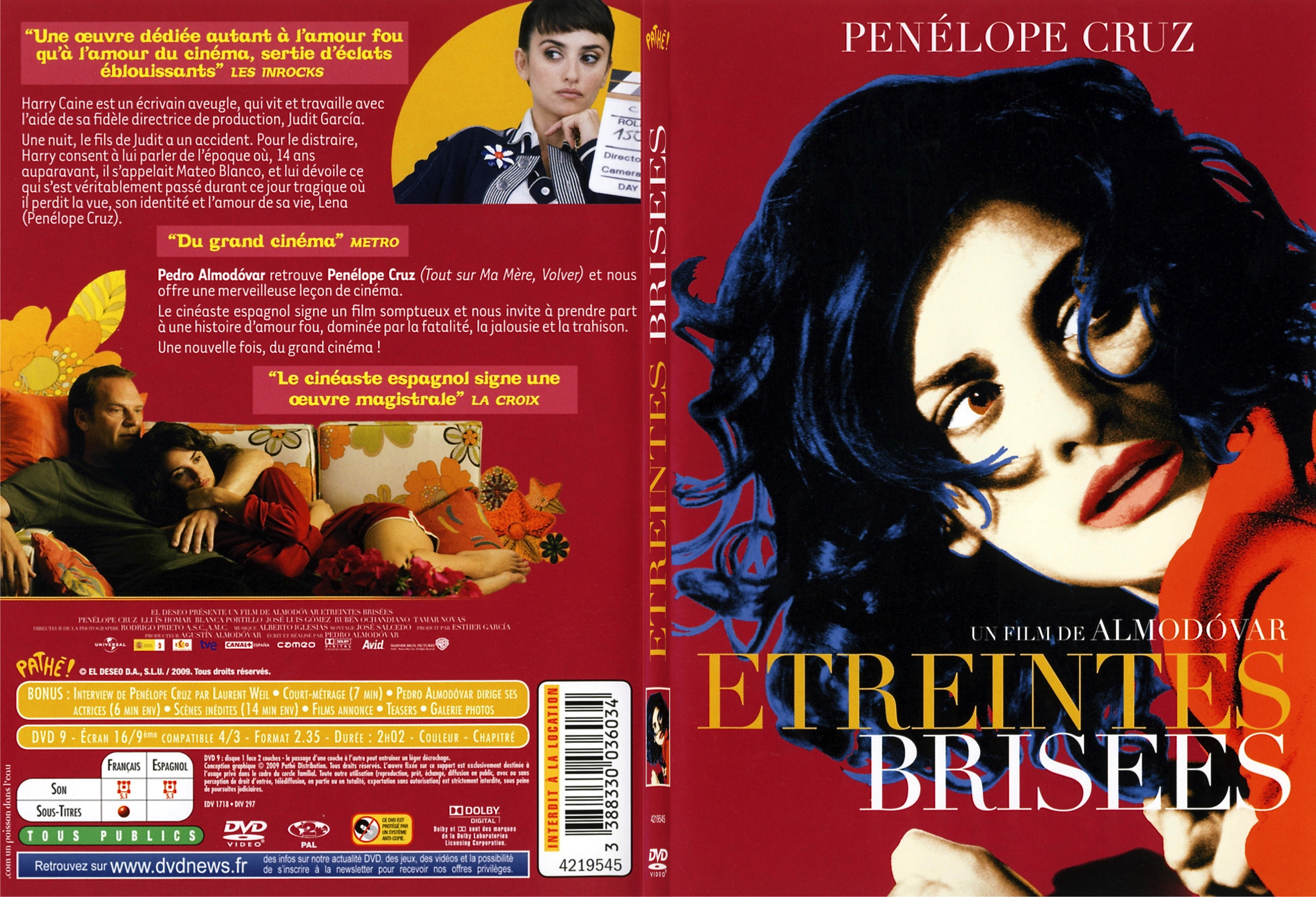 Jaquette DVD Etreintes brises - SLIM