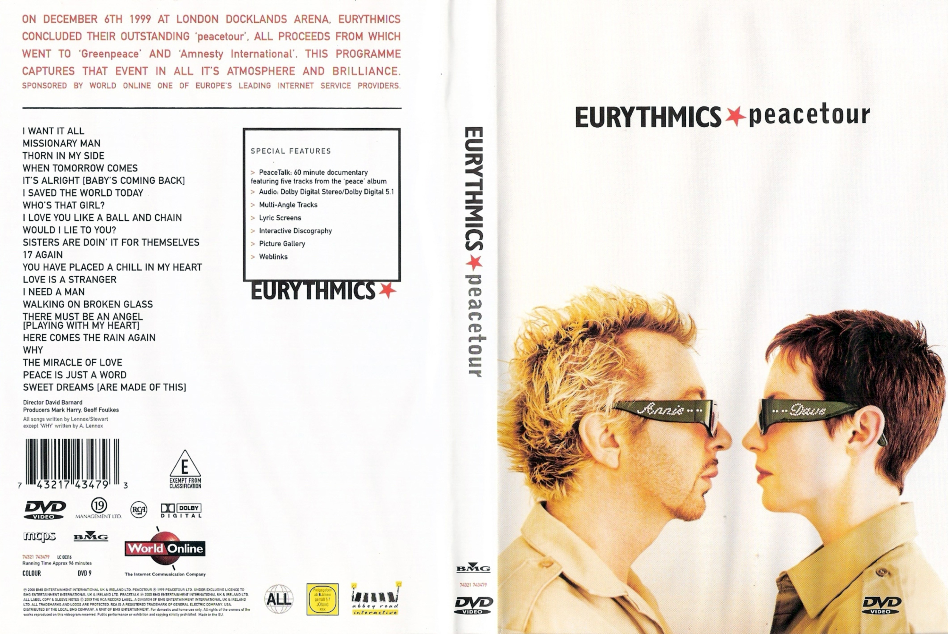 Jaquette DVD Eurythmics - Peacetour