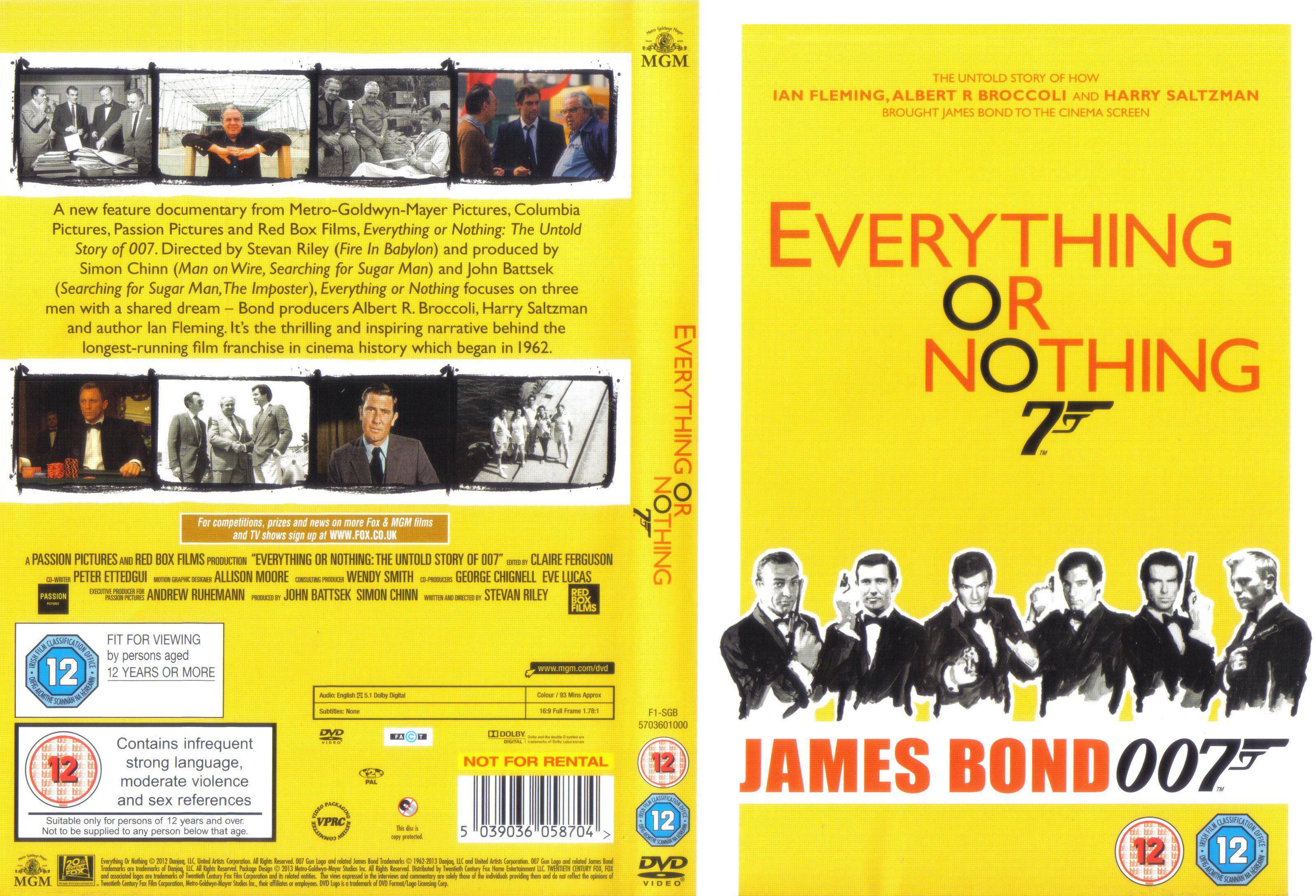 Jaquette DVD Everything or Nothing The Untold Story of 007