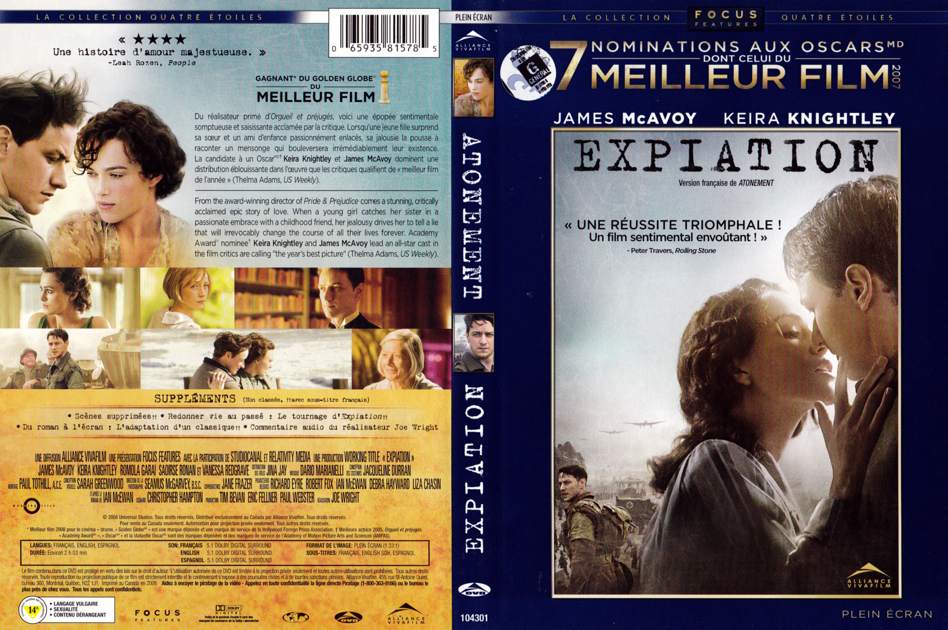 Jaquette DVD Expiation - Atonnement (Canadienne)