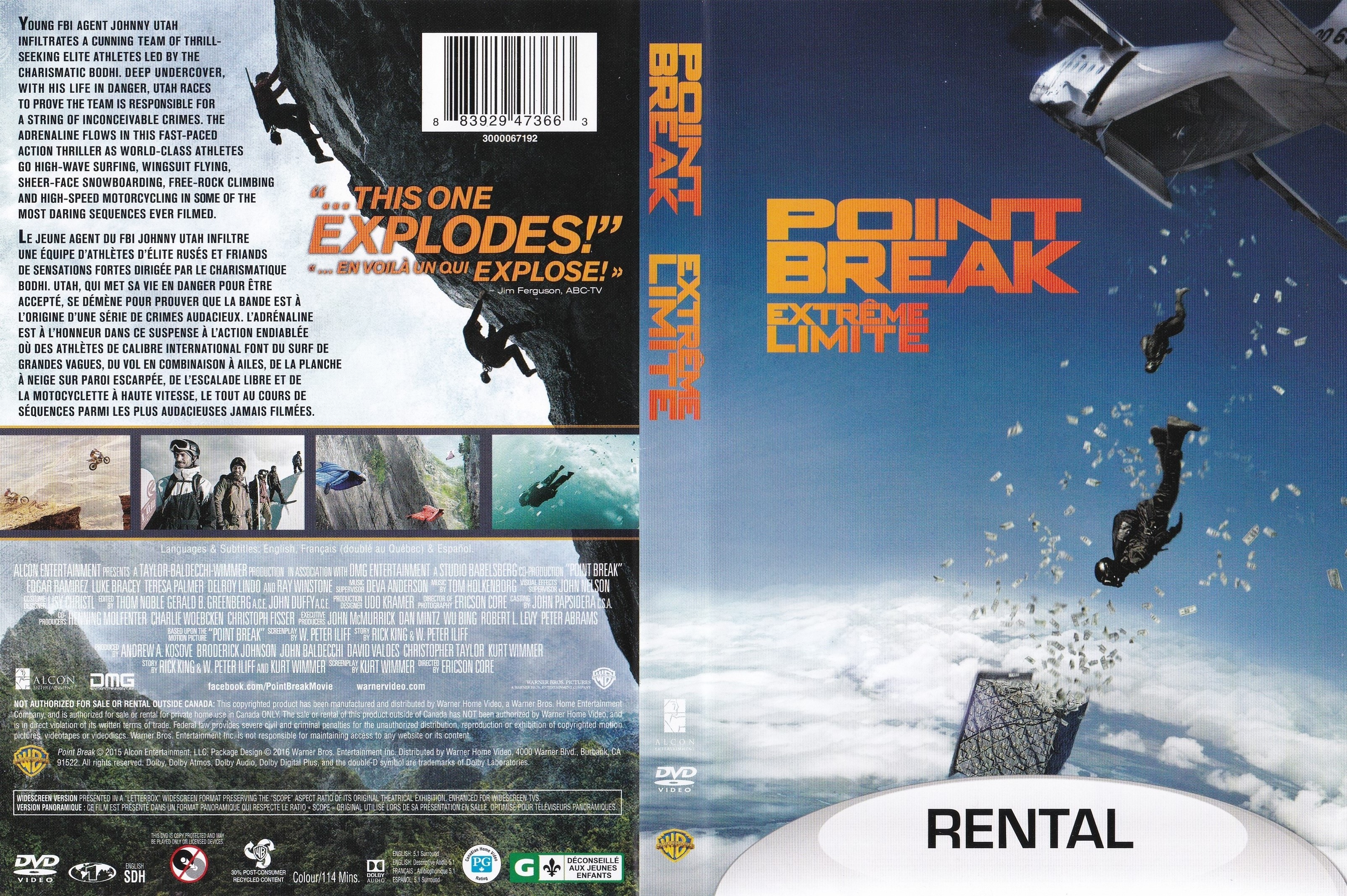 Jaquette DVD Extreme limite - Point break (2015) (canadienne)