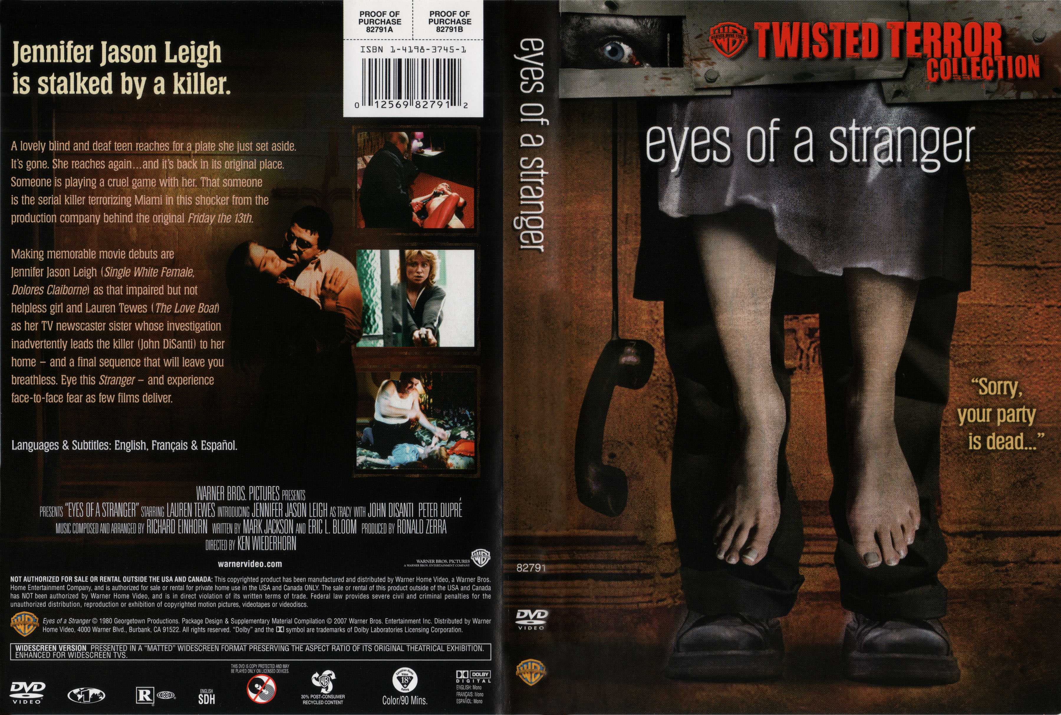 Jaquette DVD Eyes of a stranger Zone 1