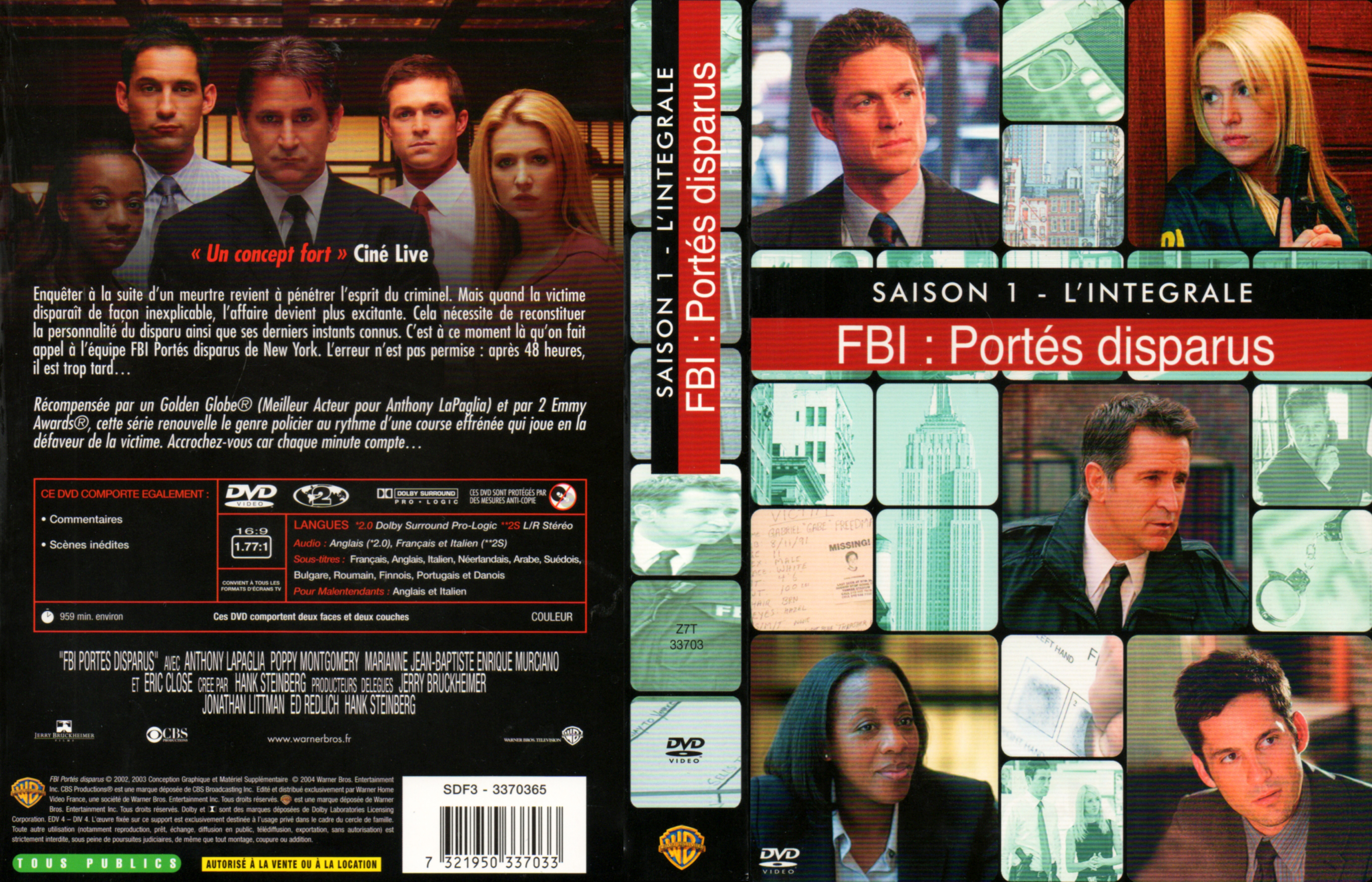 Jaquette DVD FBI portes disparus Saison 1 COFFRET