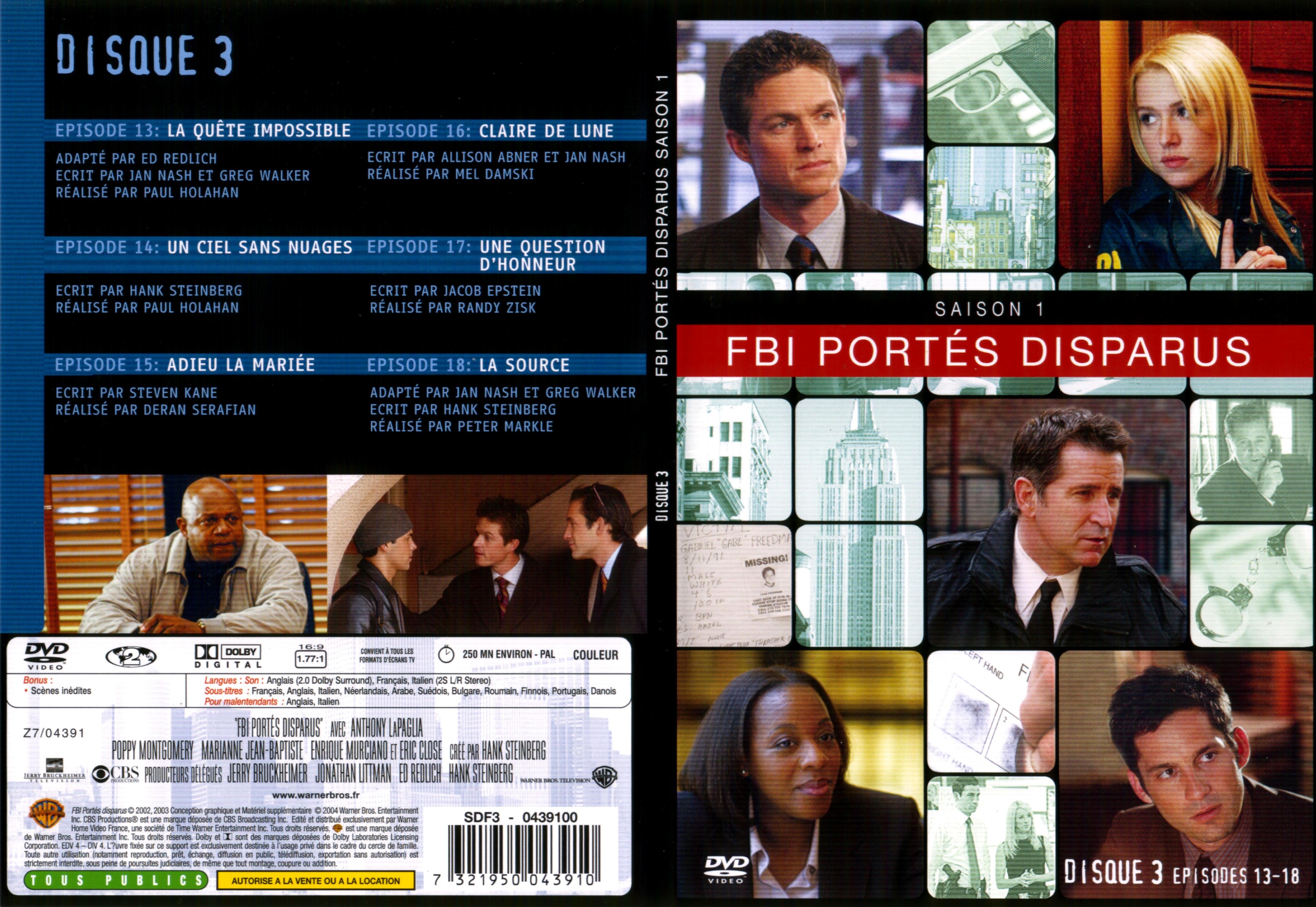 Jaquette DVD FBI ports disparus Saison 1 vol 3
