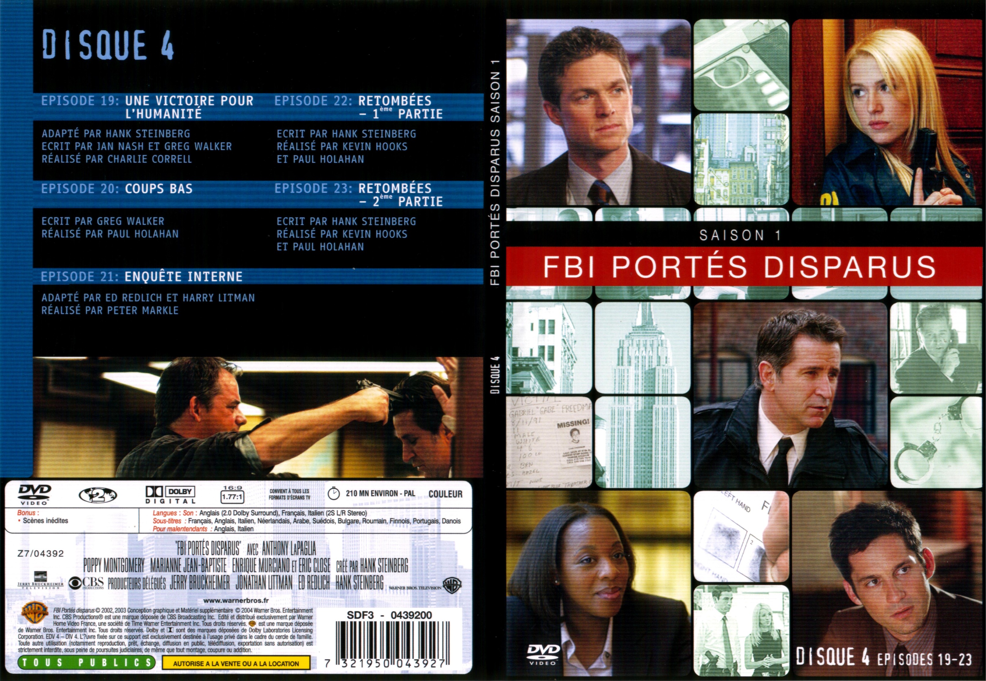 Jaquette DVD FBI ports disparus Saison 1 vol 4