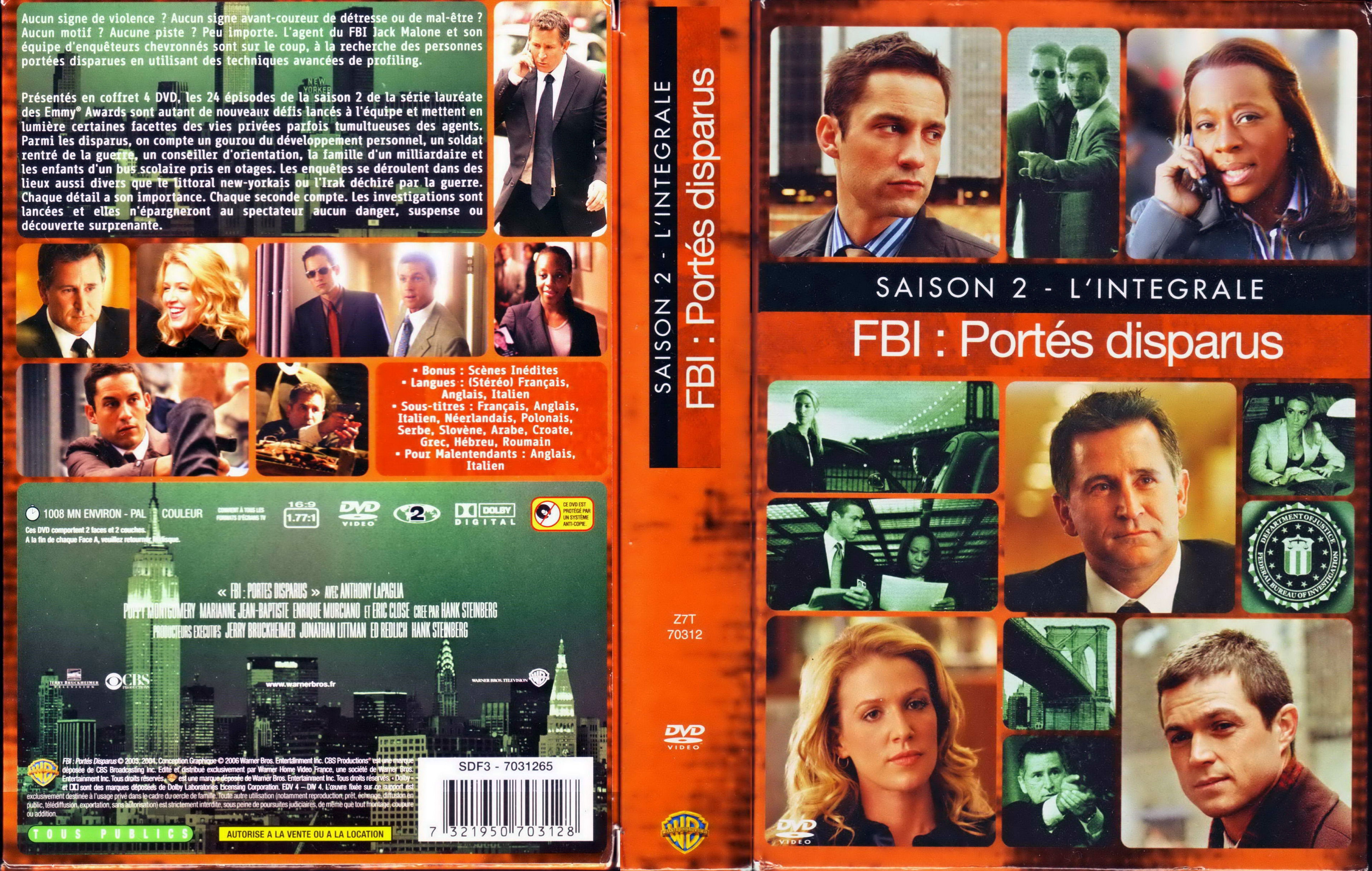 Jaquette DVD FBI portes disparus Saison 2 COFFRET