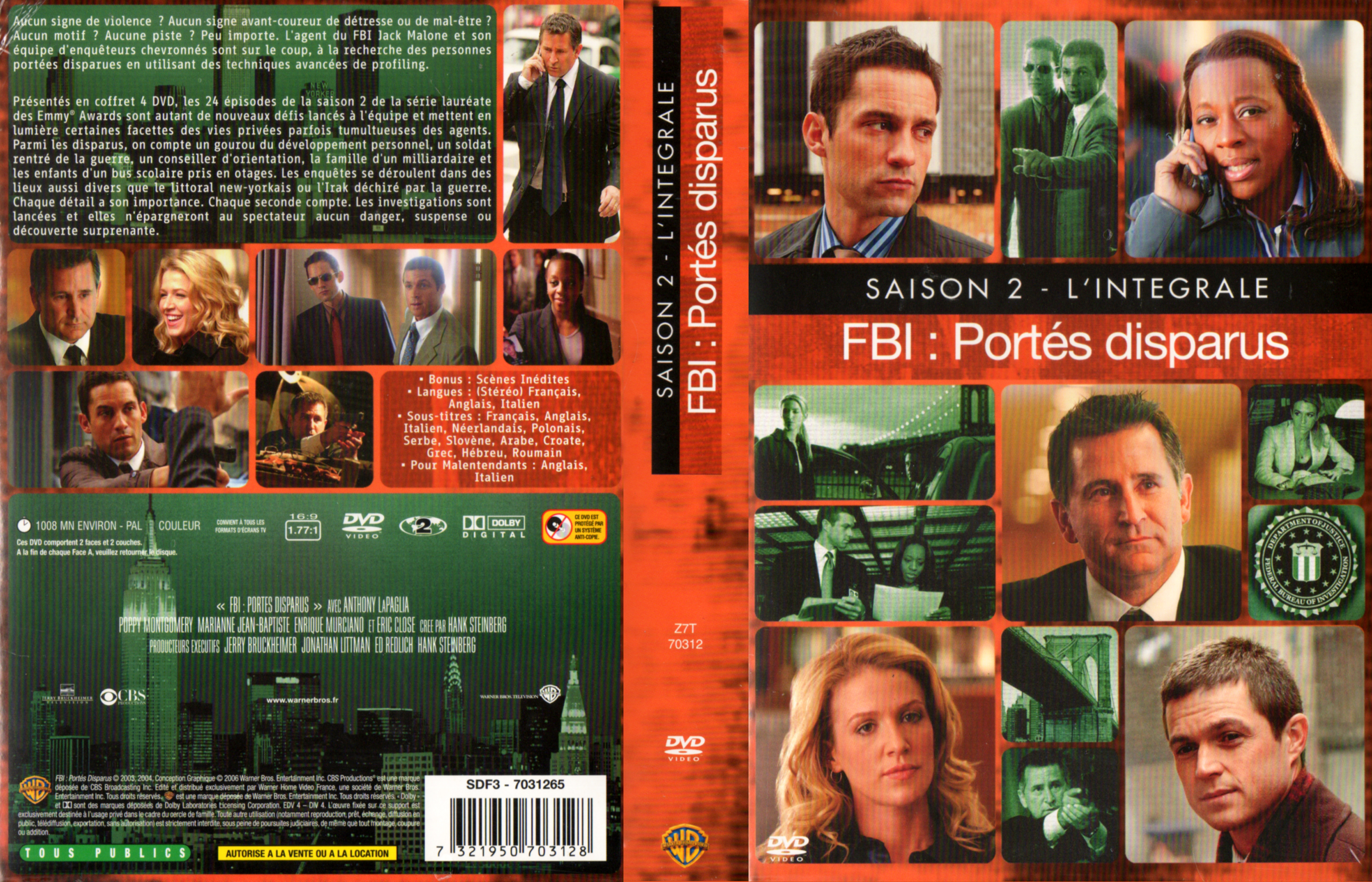 Jaquette DVD FBI portes disparus Saison 2 COFFRET