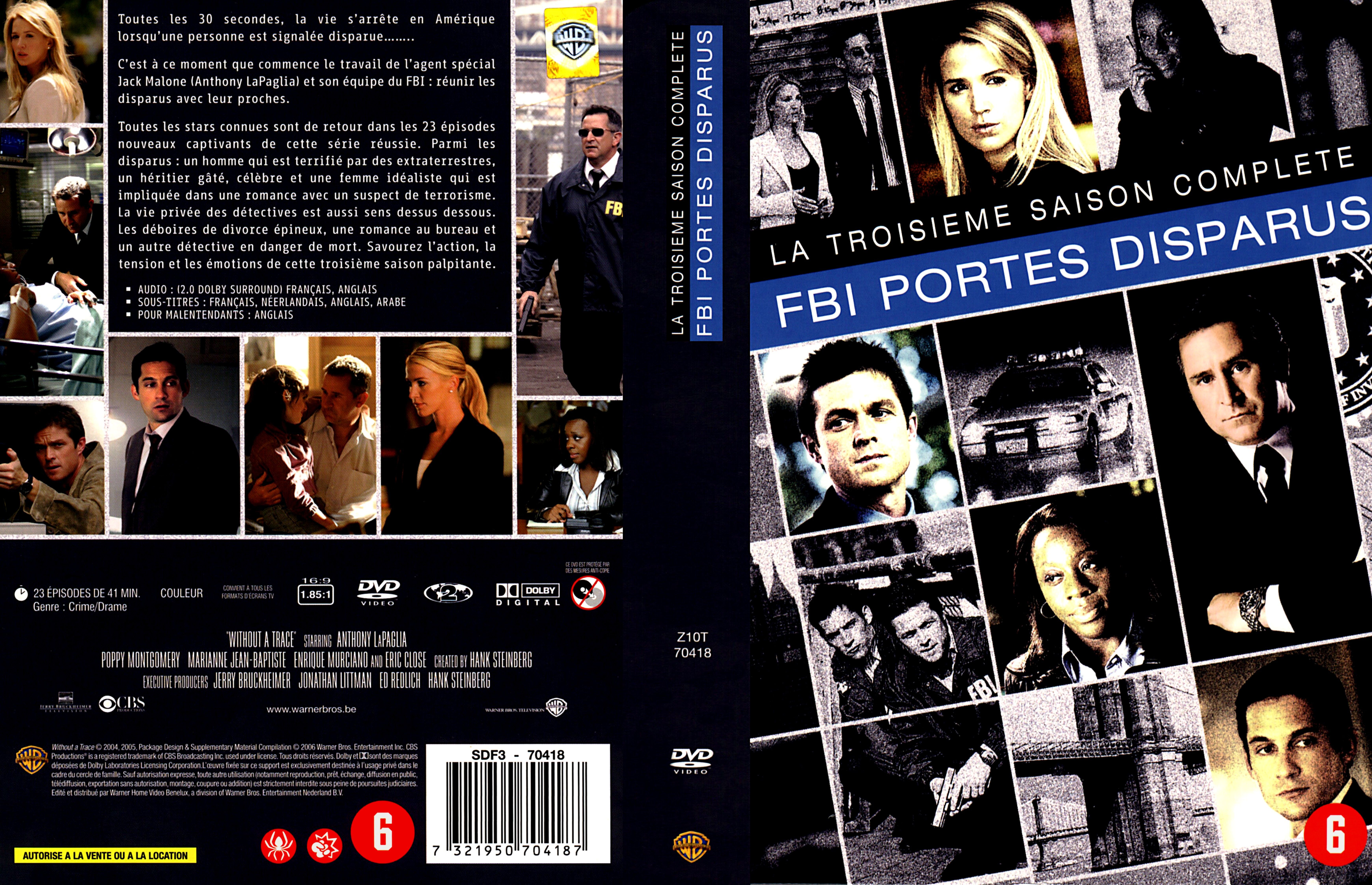 Jaquette DVD FBI portes disparus Saison 3 COFFRET