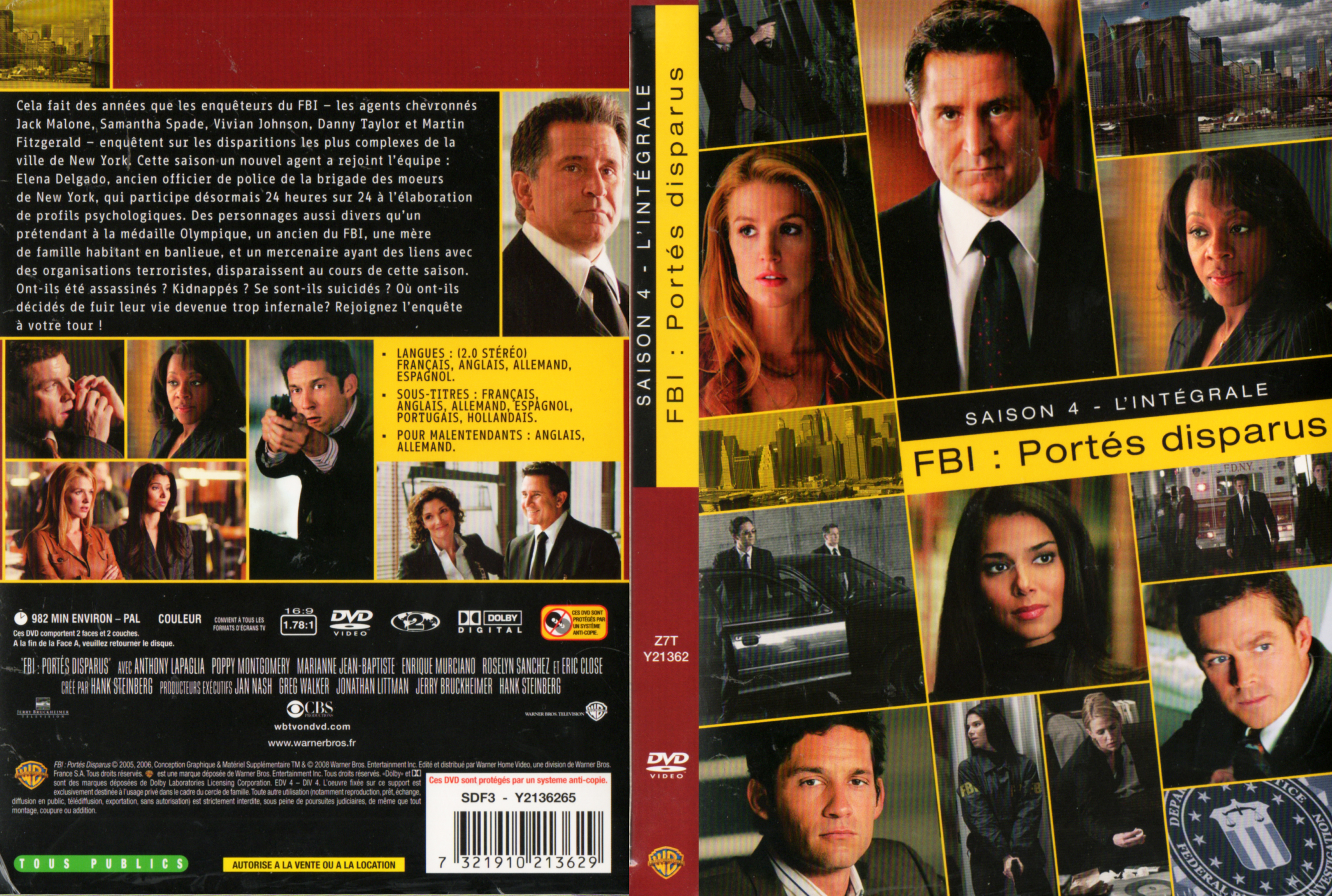 Jaquette DVD FBI portes disparus Saison 4 COFFRET