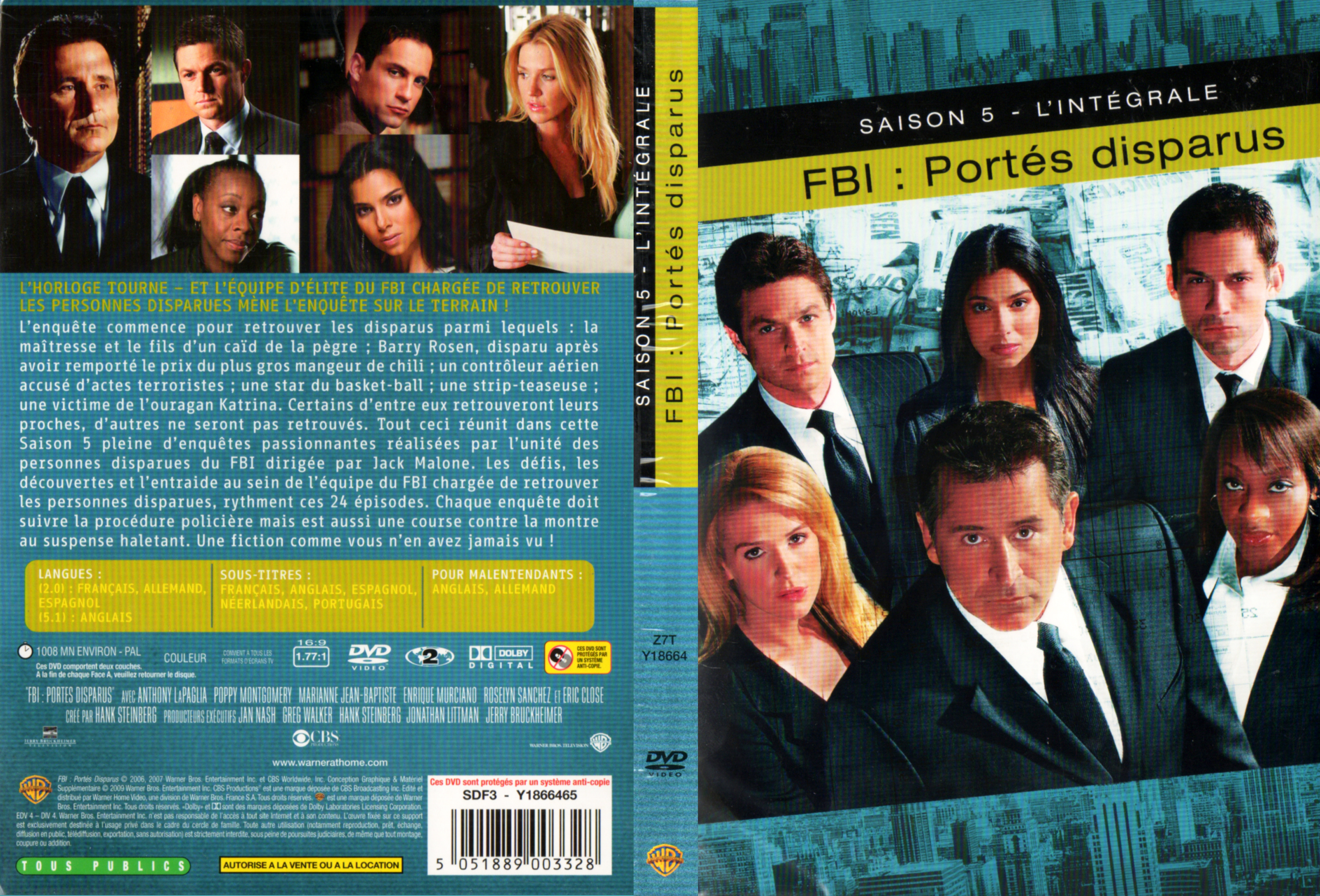 Jaquette DVD FBI portes disparus Saison 5 COFFRET