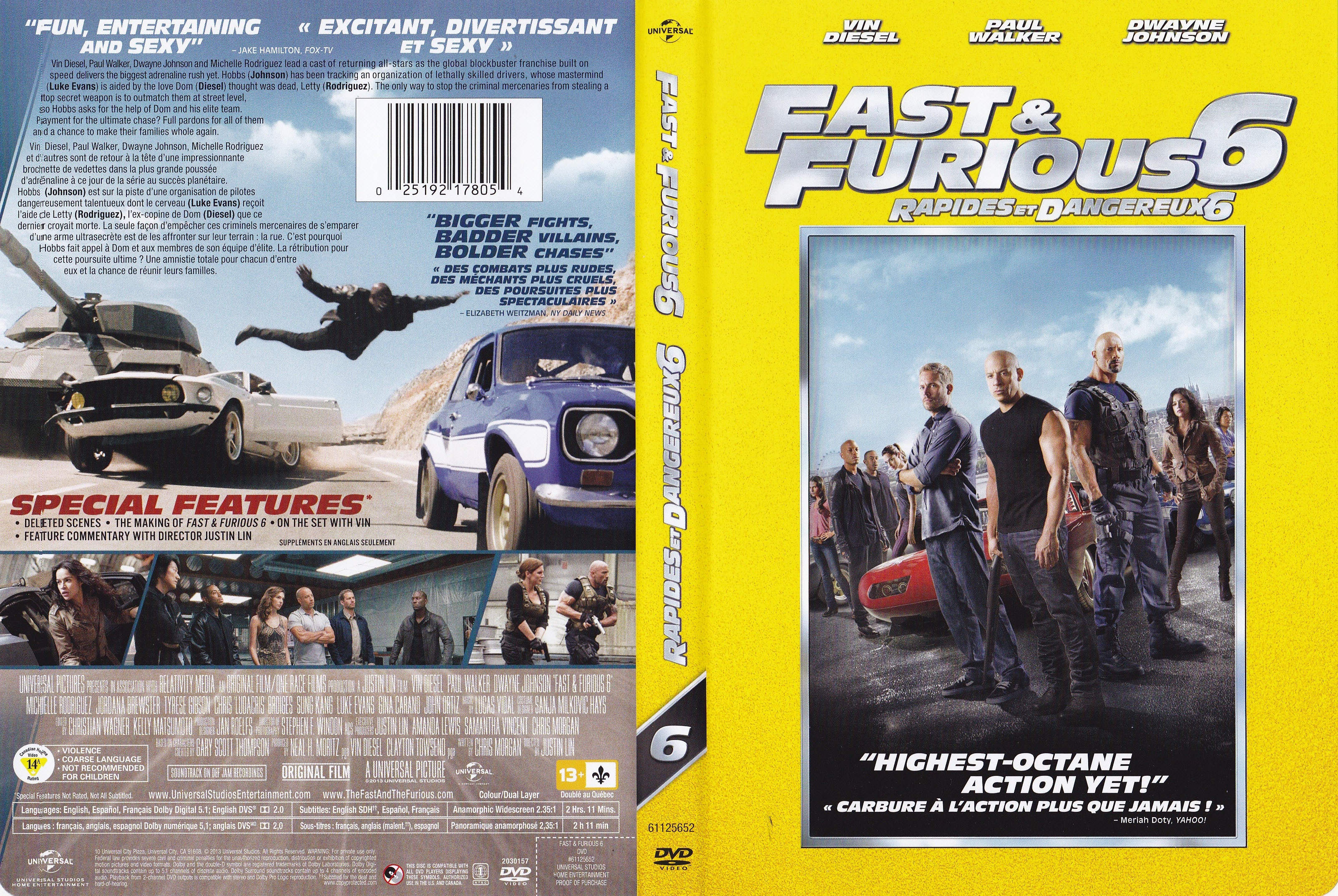 Jaquette DVD Fast & Furious 6 - Rapide et dangereux 6 (Canadienne)