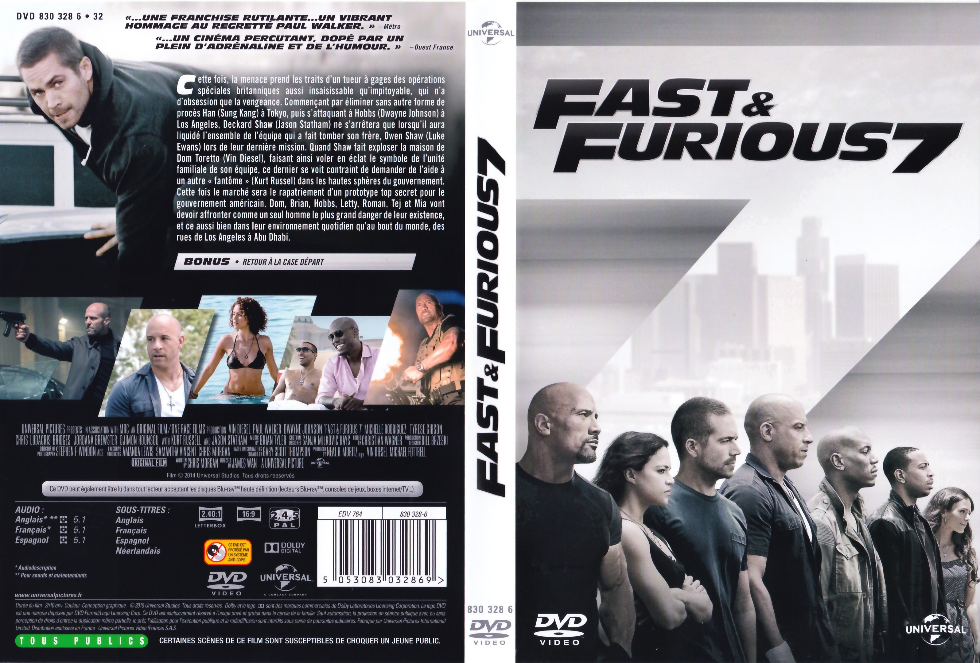 Jaquette DVD Fast & Furious 7