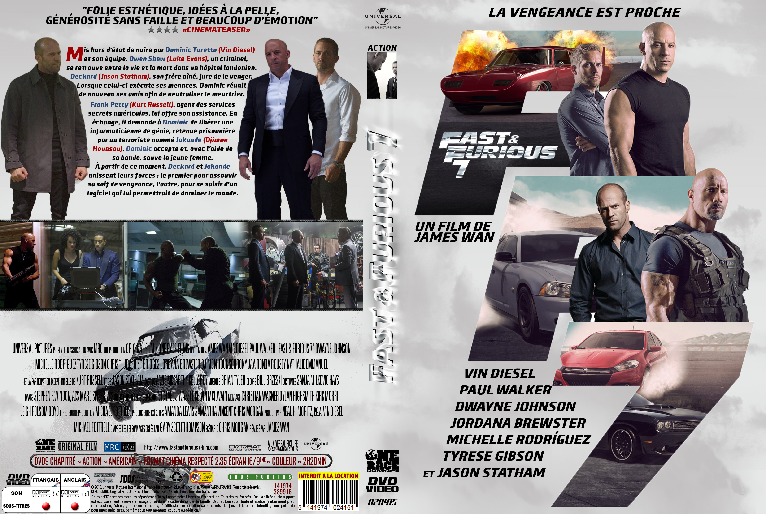 Jaquette DVD Fast & Furious 7 custom