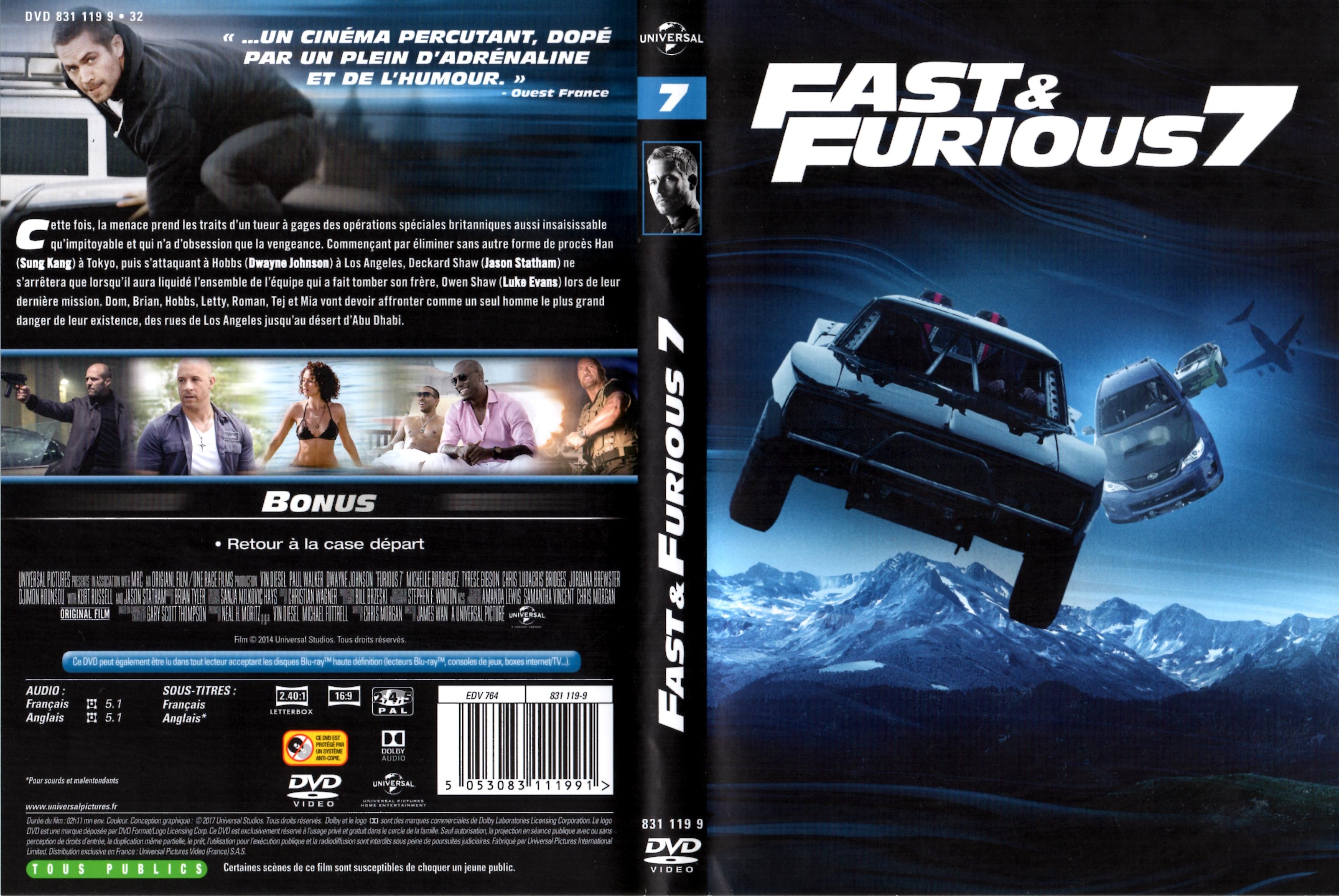 Jaquette DVD Fast & Furious 7 v2