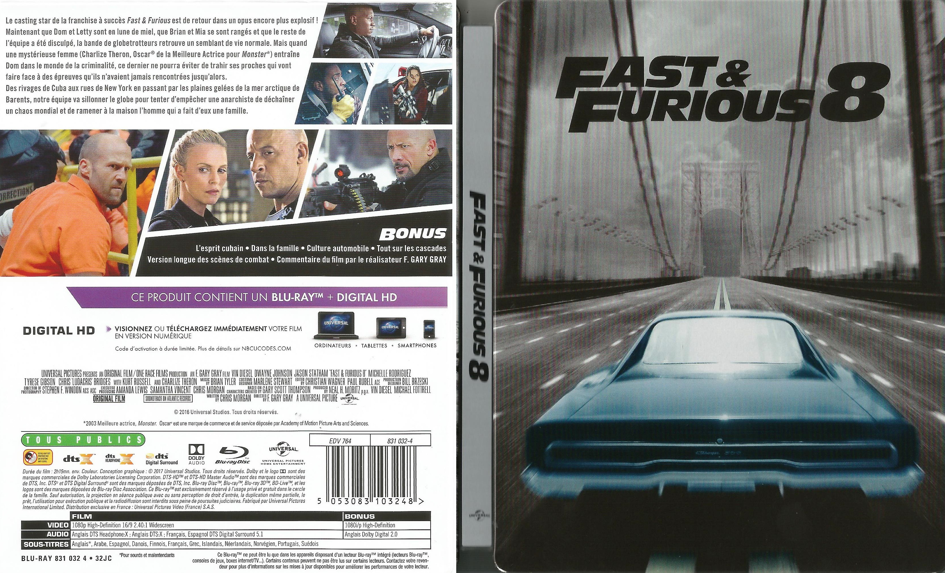Jaquette DVD Fast And Furious 8 (BLU-RAY) v2