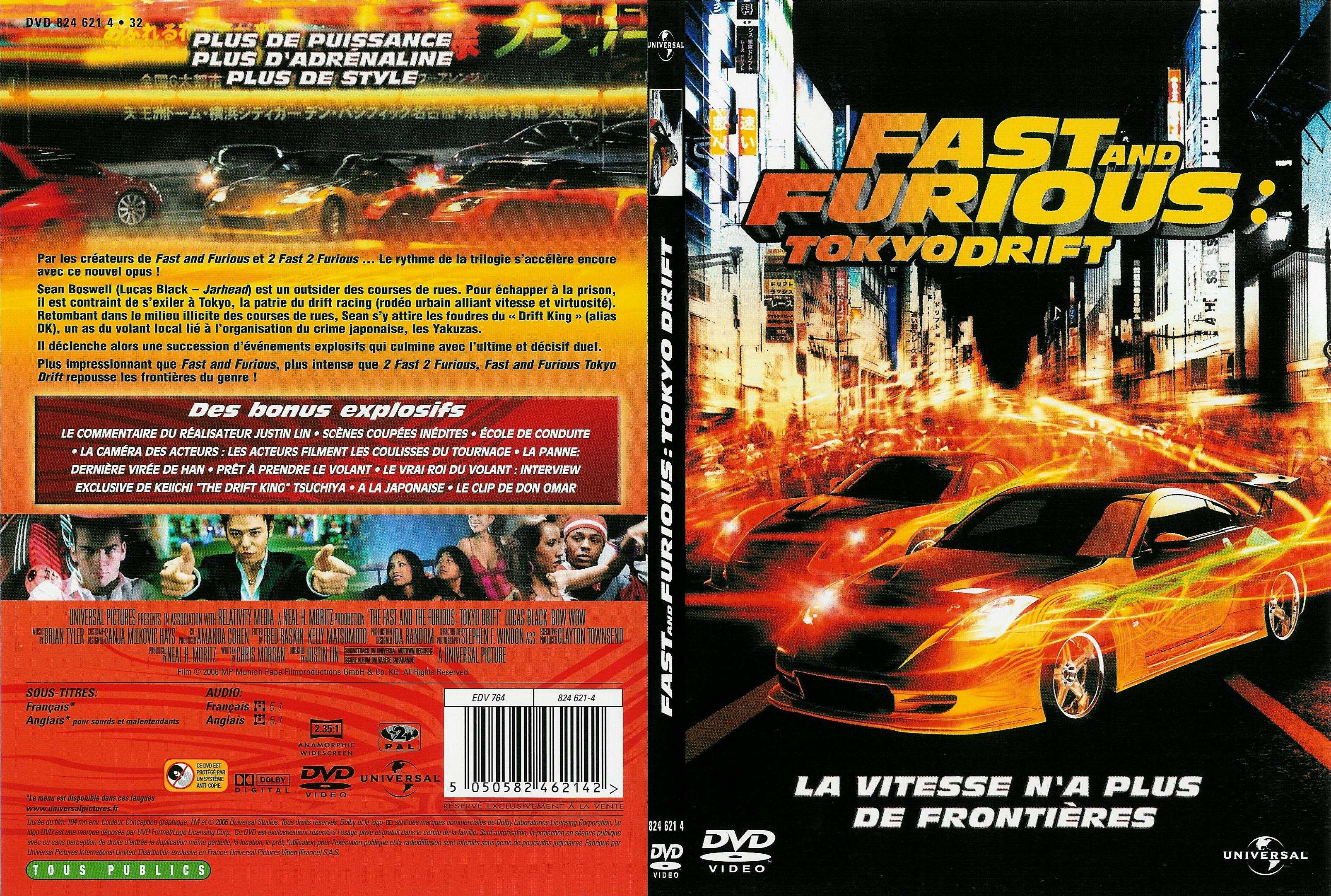 Jaquette DVD Fast and Furious Tokyo Drift - SLIM
