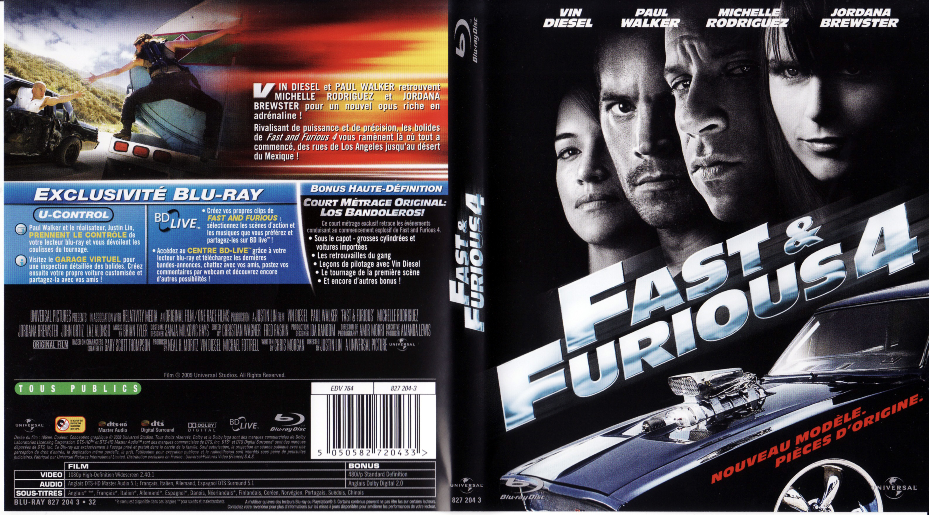 Jaquette DVD Fast and furious 4 (BLU-RAY)