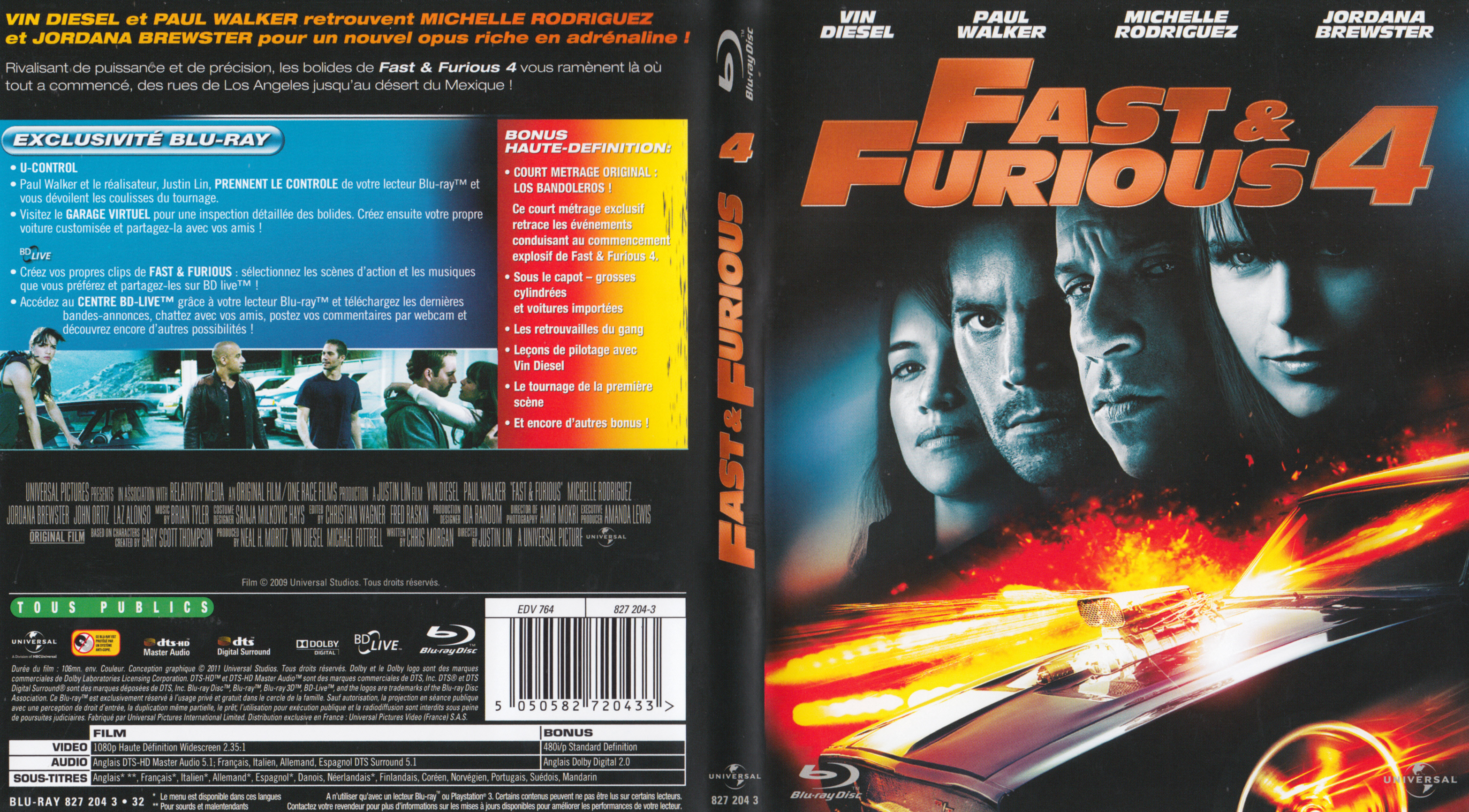 Jaquette DVD Fast and furious 4 (BLU-RAY) v2