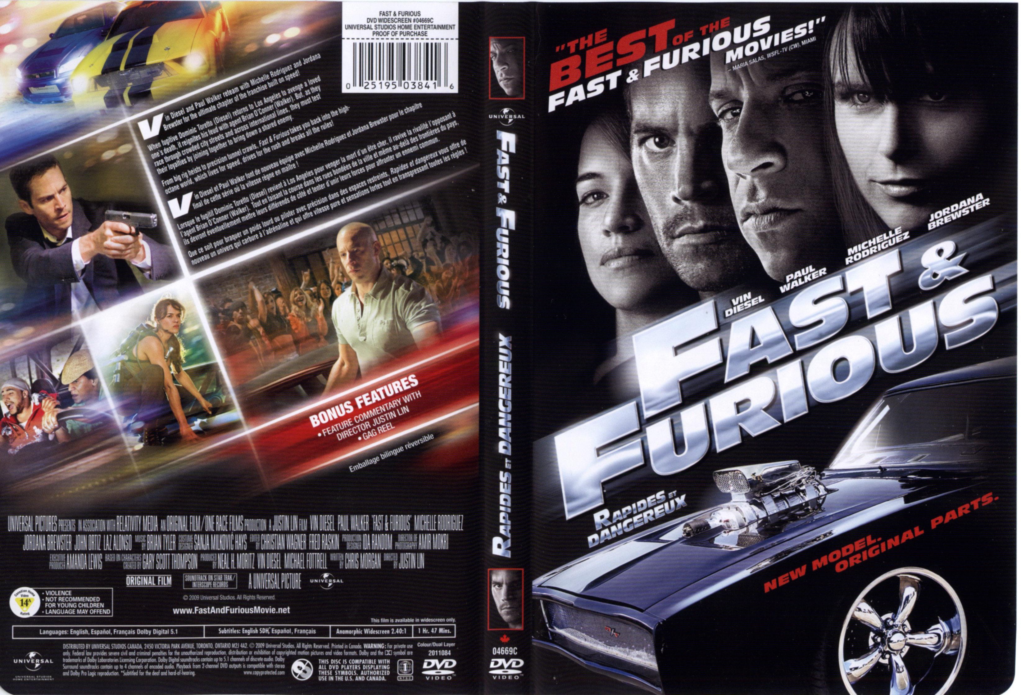Jaquette DVD Fast and furious 4 (Canadienne)